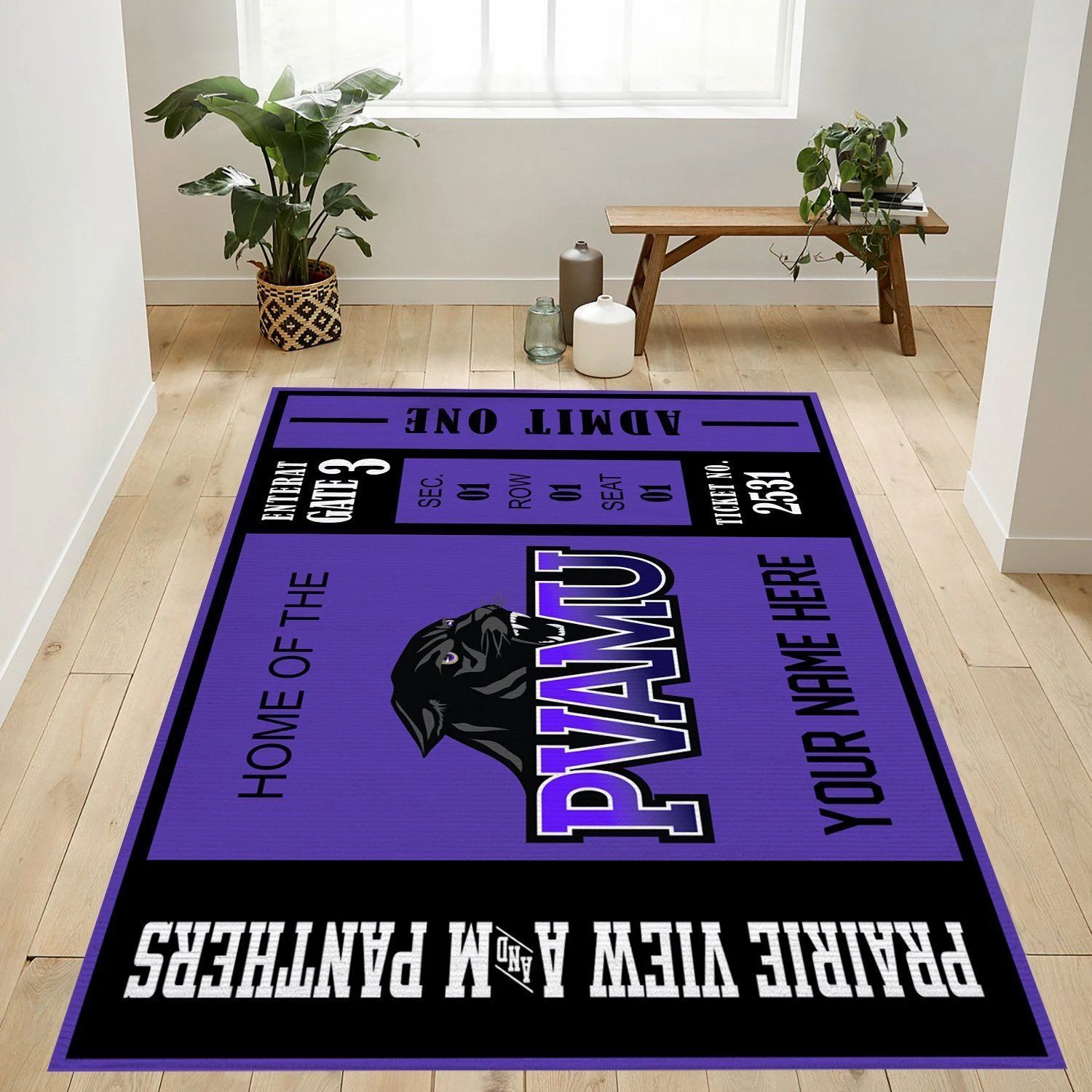 Prairie View A M Panthers Ncaa Customizable Rug, Bedroom Rug - Floor US Decor - Indoor Outdoor Rugs