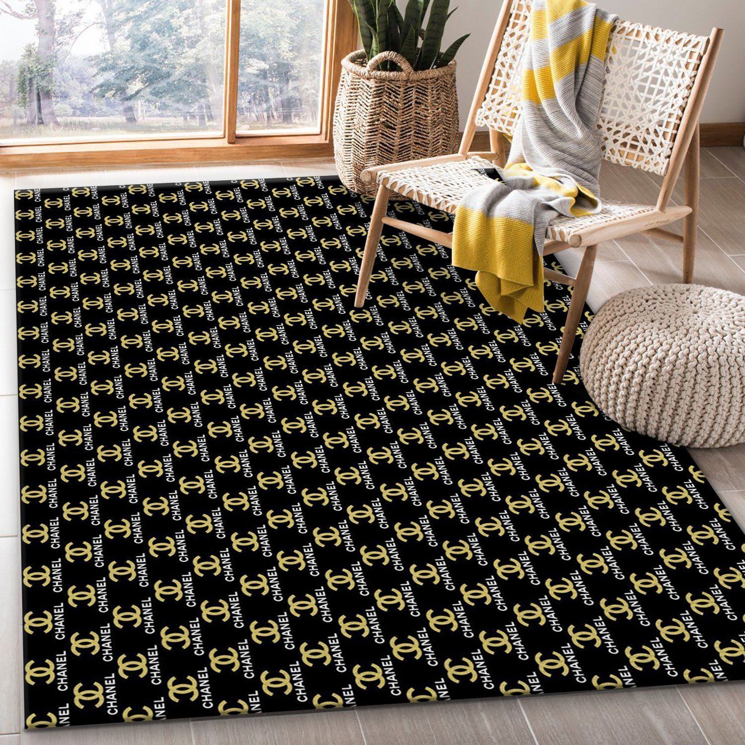 Chanel Area Rug For Christmas Fashion Brand Rug Bedroom Rug Family Gift US Decor - Indoor Outdoor Rugs