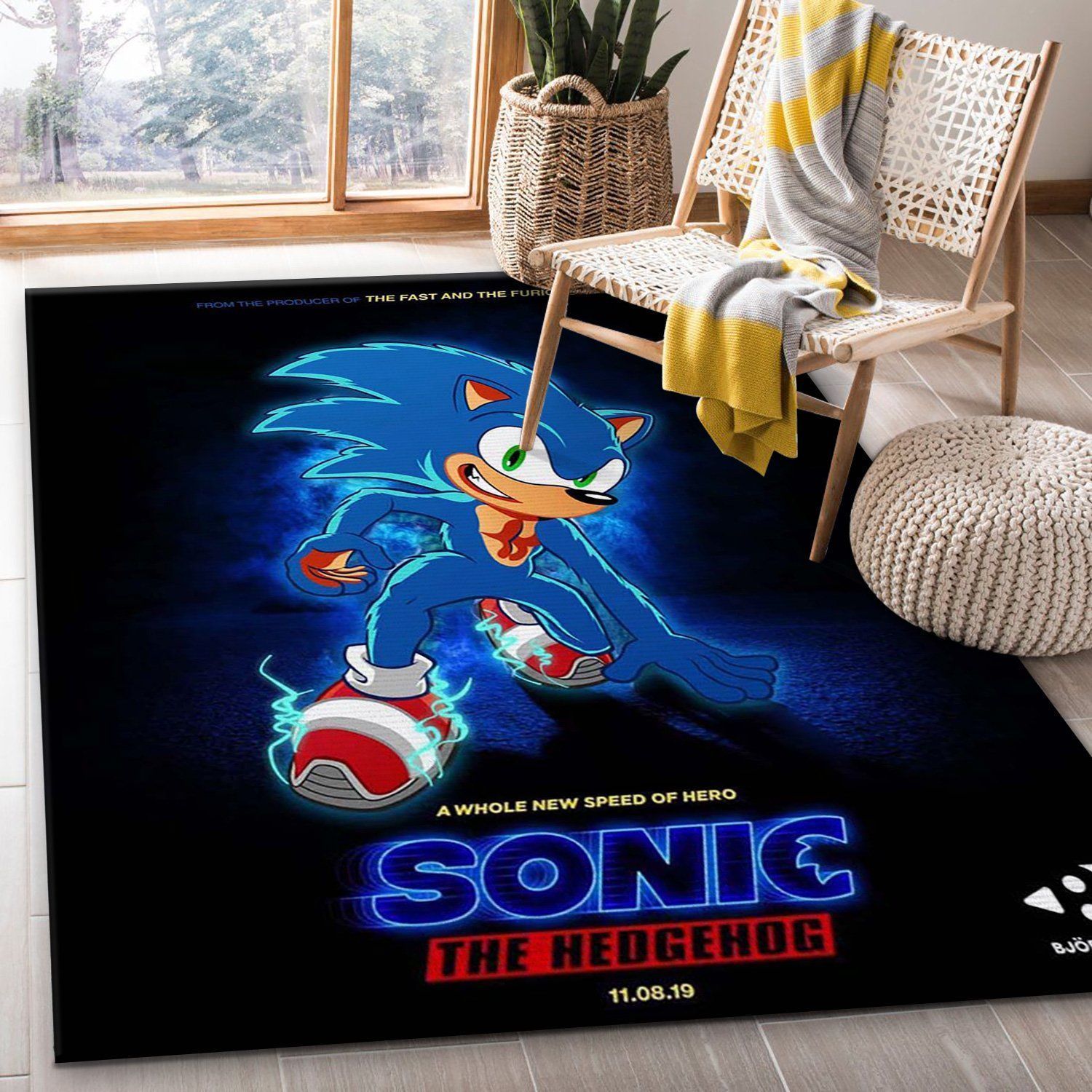 Bjorn Linsin Sonic Poster Area Rug For Christmas, Living room and bedroom Rug, US Gift Decor - Indoor Outdoor Rugs