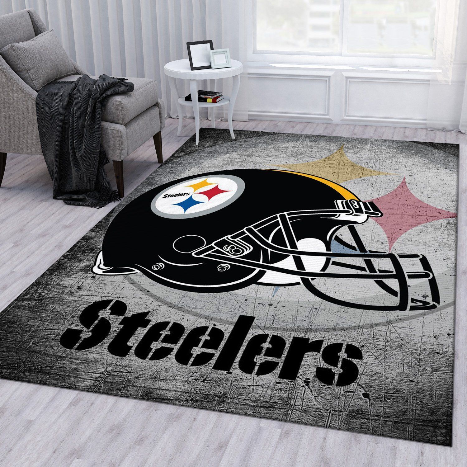 Pittsburgh Steelers Helmet Nfl Football Team Area Rug For Gift Living Room Rug Home US Decor - Indoor Outdoor Rugs