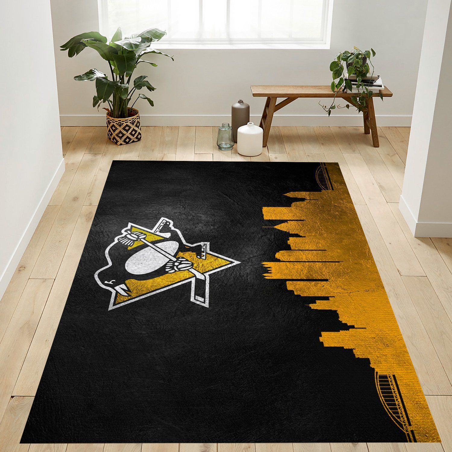 Pittsburgh Penguins Nfl Area Rug Living Room Rug Home US Decor - Indoor Outdoor Rugs