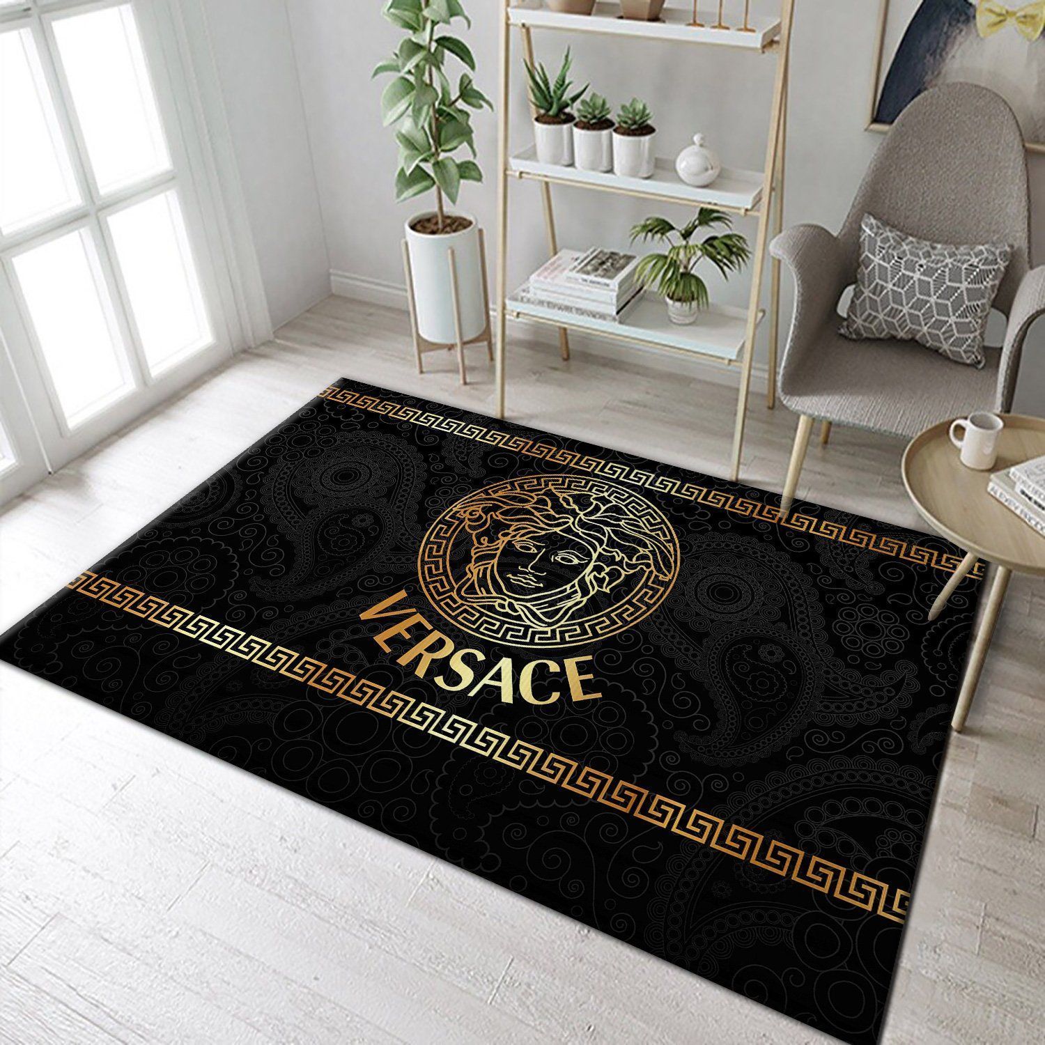 Versace Fashion Brand Gold And Black Living Room Area Carpet Living Room Rugs FN281023 The US Decor - Indoor Outdoor Rugs