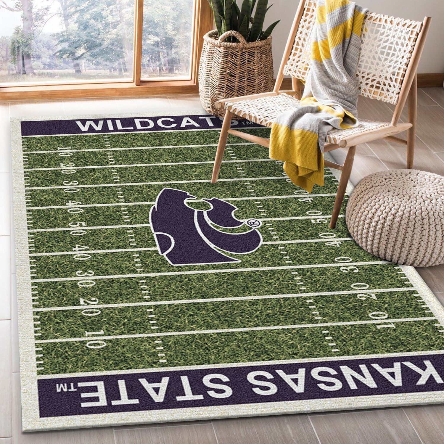 College Kansas State NFL Team Logo Area Rug, Living Room Rug, Family Gift US Decor - Indoor Outdoor Rugs