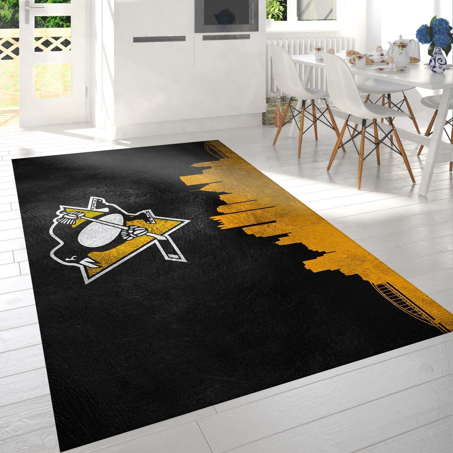 Pittsburgh Penguins Nfl Area Rug Living Room Rug Home US Decor - Indoor Outdoor Rugs