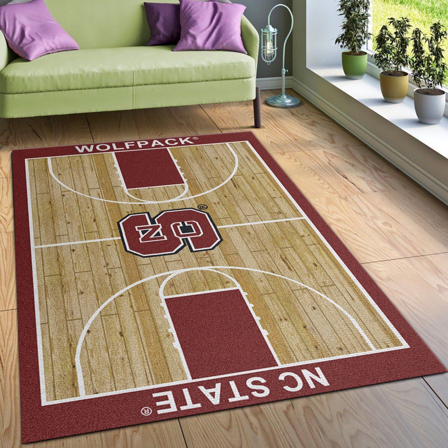 College Home Court North Carolina State Basketball Team Logo Area Rug, Kitchen Rug, US Gift Decor - Indoor Outdoor Rugs