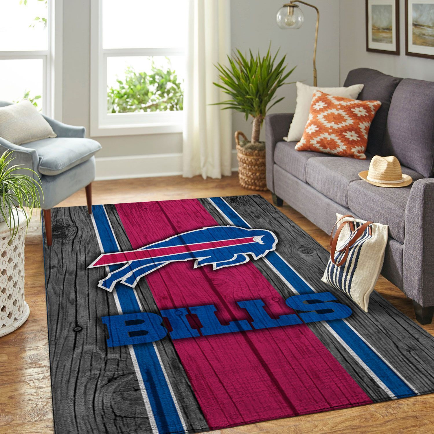 Buffalo Bills Nfl Team Logo Wooden Style Style Nice Gift Home Decor Rectangle Area Rug - Indoor Outdoor Rugs