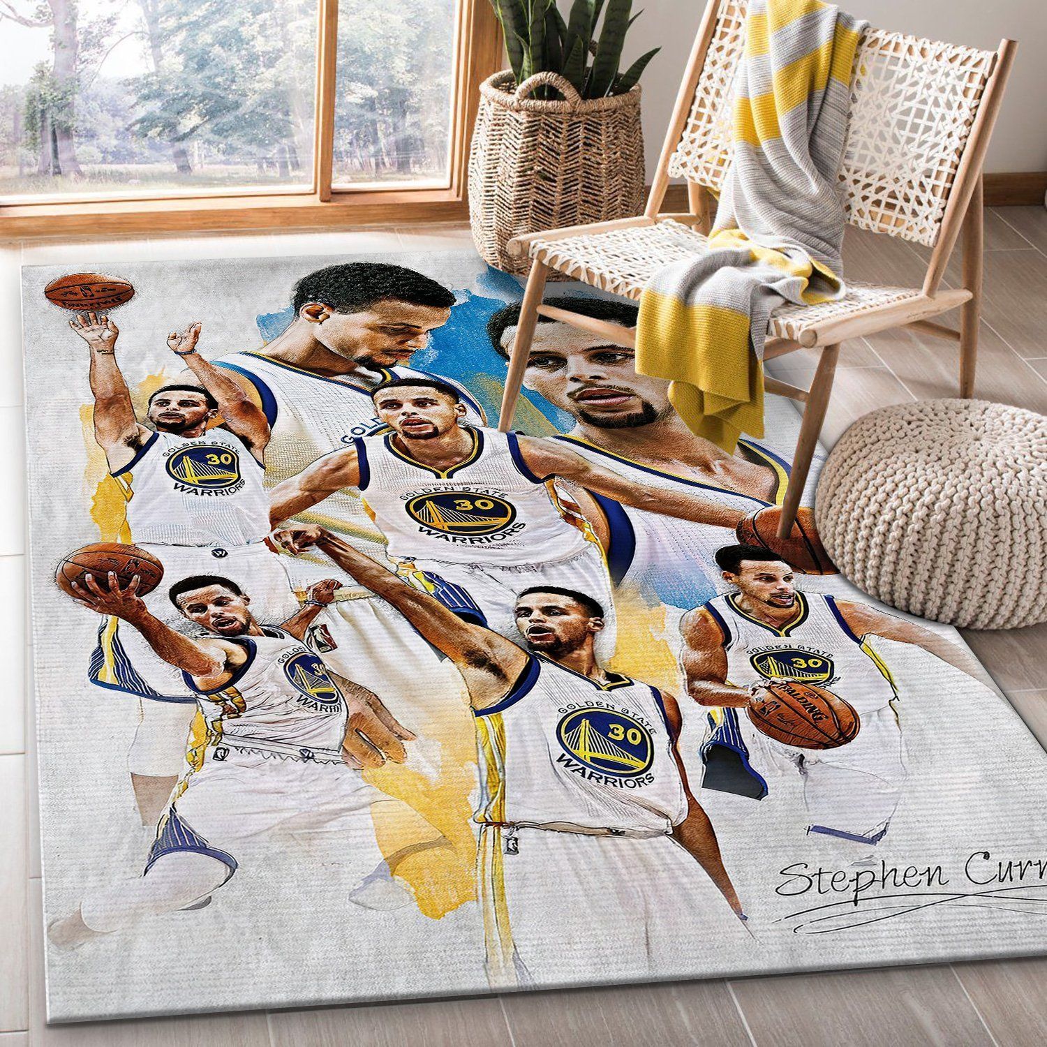 Golden State Warriors NBA Sport Collection Area Rugs Living Room Carpet Floor Decor The US Decor - Indoor Outdoor Rugs