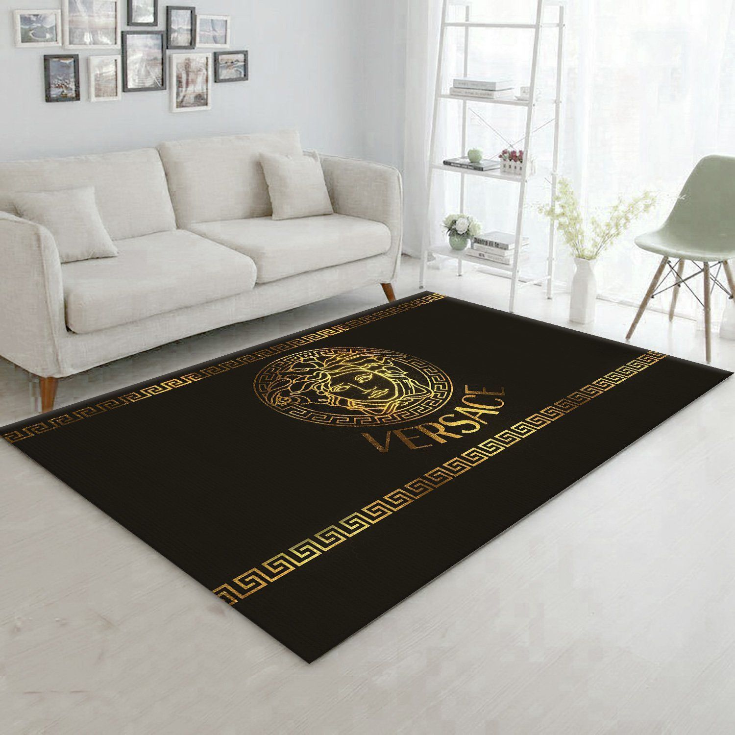 Versace Fashion Brand Gold And Black Living Room Area Carpet Living Room Rugs FN281023 The US Decor - Indoor Outdoor Rugs