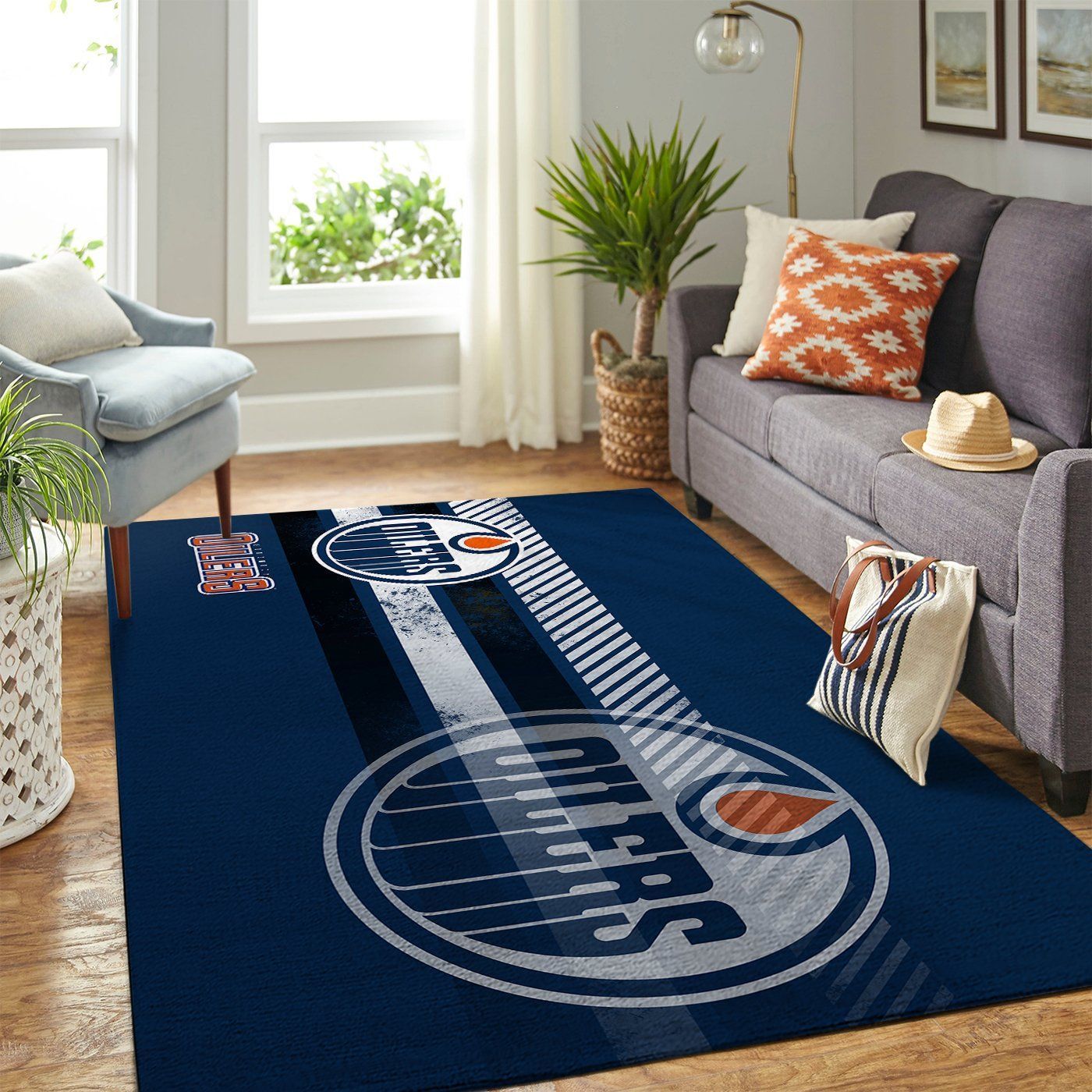 Edmonton Oilers Nhl Team Logo Nice Gift Home Decor Rectangle Area Rug - Indoor Outdoor Rugs