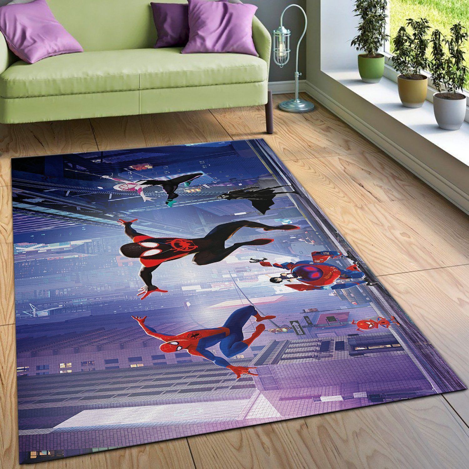 Into The Spider Verse Spider Man Miles Morales Rug Area Rug Floor Decor - Indoor Outdoor Rugs