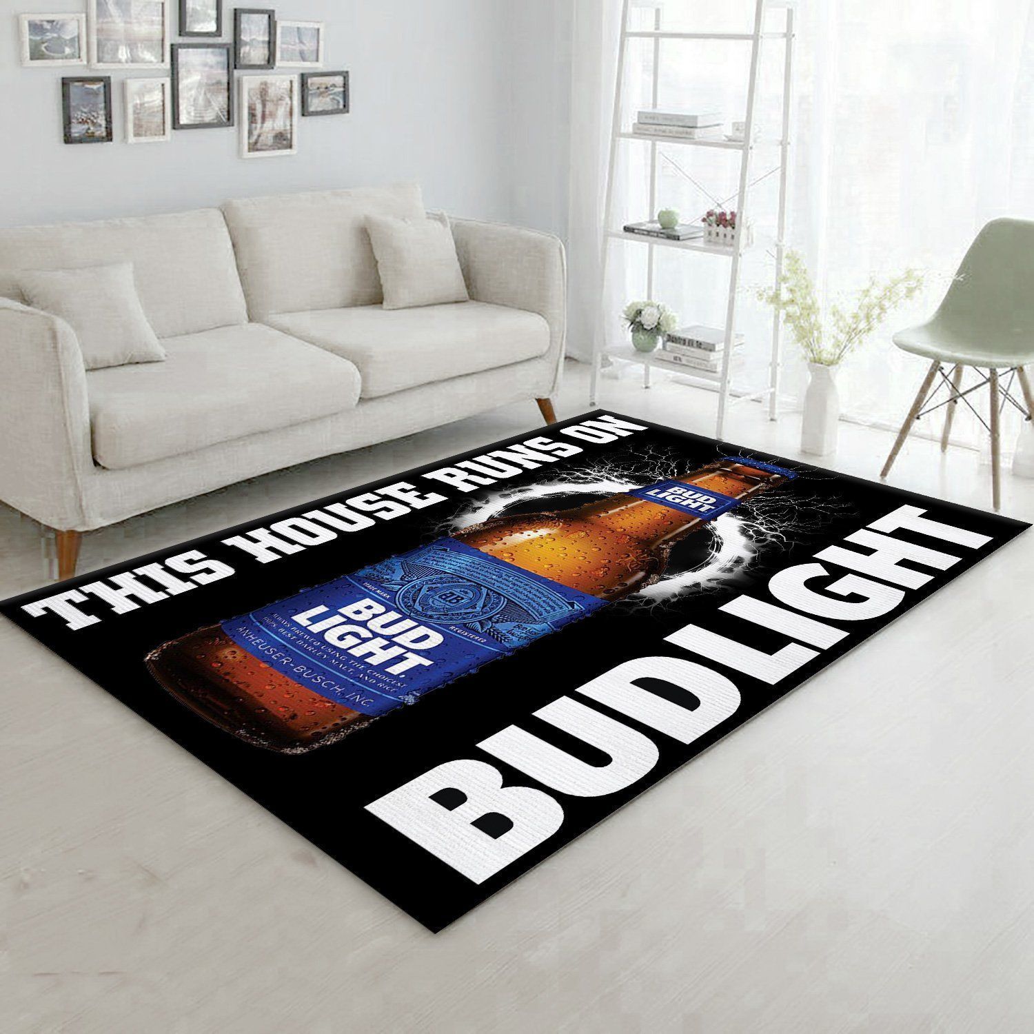 Bud Light This House Runs On Rug Room Carpet Custom Area Floor Home Decor - Indoor Outdoor Rugs