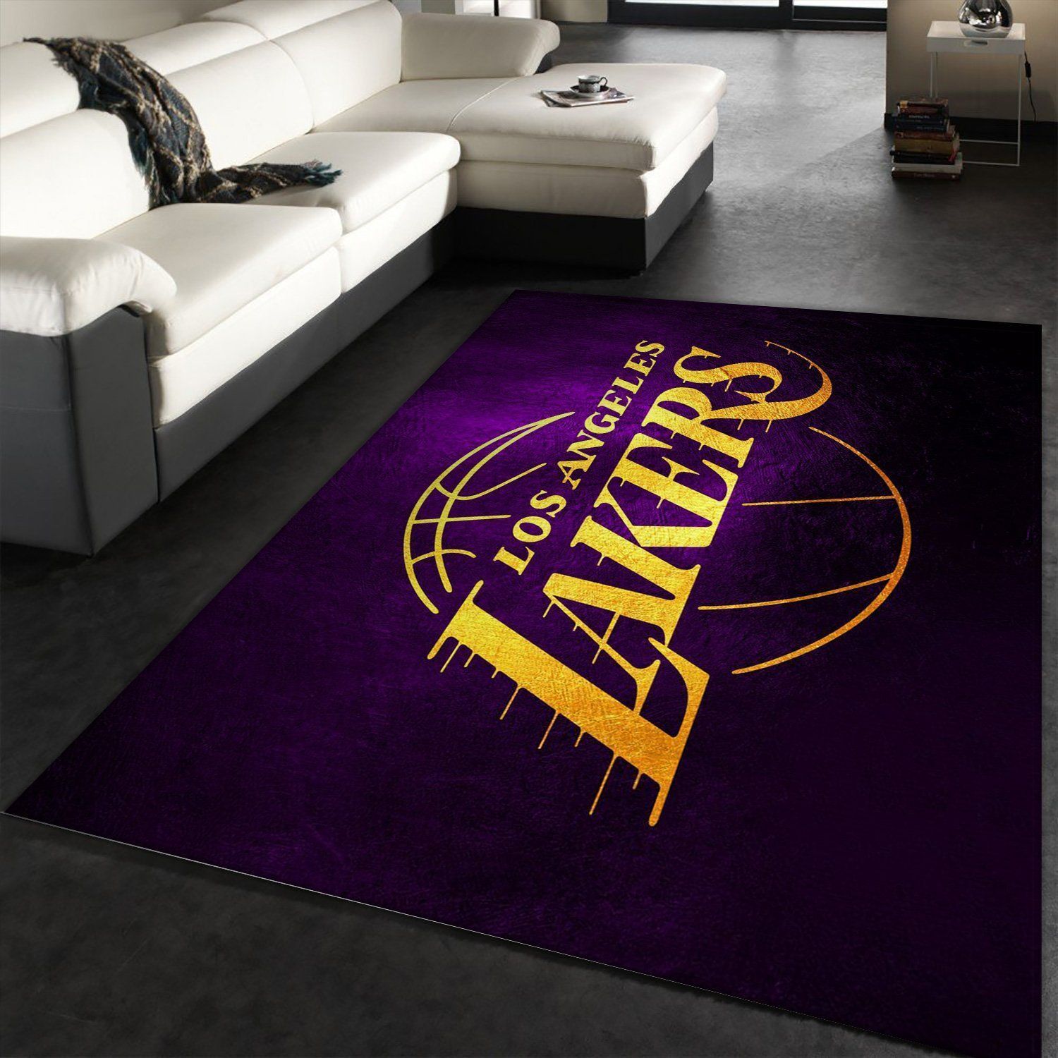 La Lakers Purple Gold NBA Team Area Rug, Living room and bedroom Rug, Home Decor Floor Decor - Indoor Outdoor Rugs