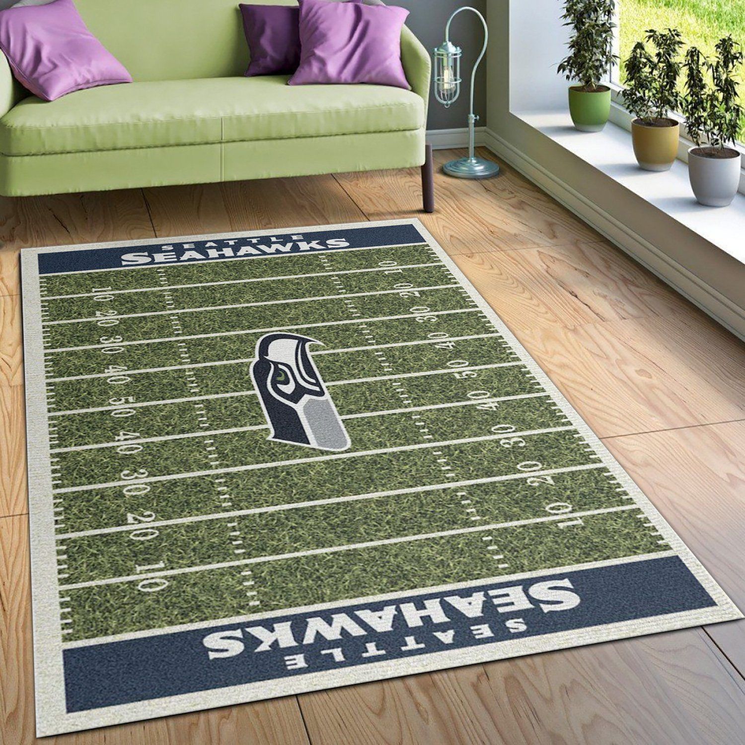 Seattle Seahawks Imperial Homefield Rug NFL Area Rug, Living Room Rug, Christmas Gift US Decor - Indoor Outdoor Rugs