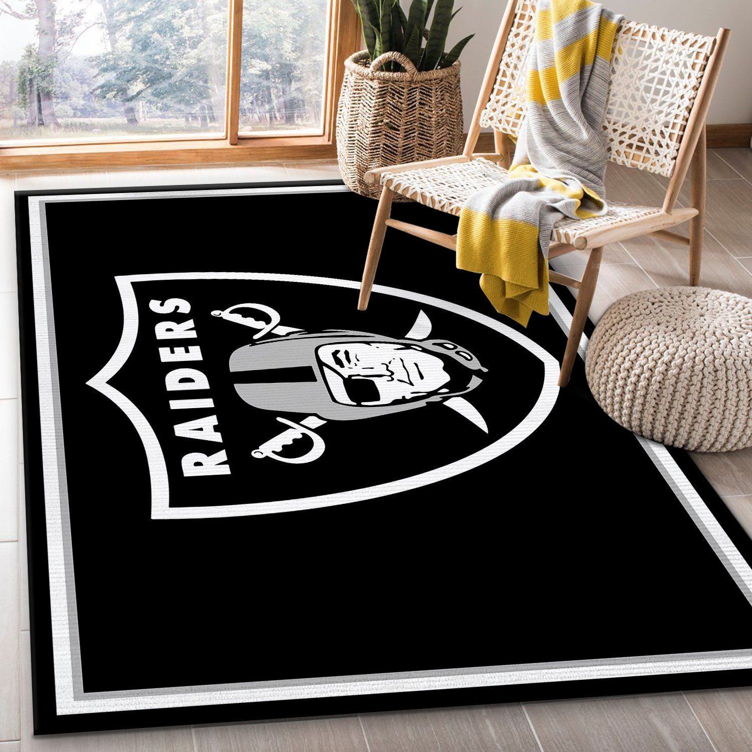 Oakland Raiders Area Rug Nfl Football Floor Decor 2611 - Indoor Outdoor Rugs