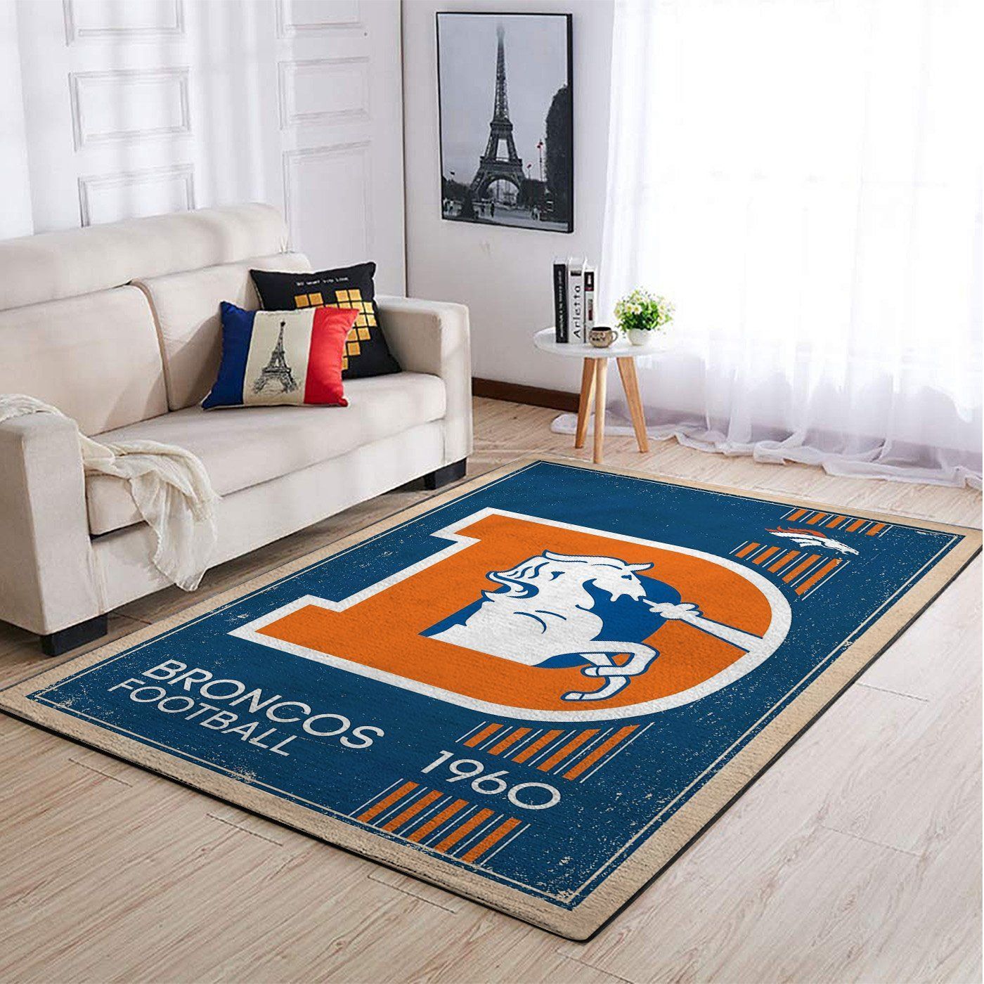 Denver Broncos Nfl Team Logo Retro Style Nice Gift Home Decor Rectangle Area Rug - Indoor Outdoor Rugs