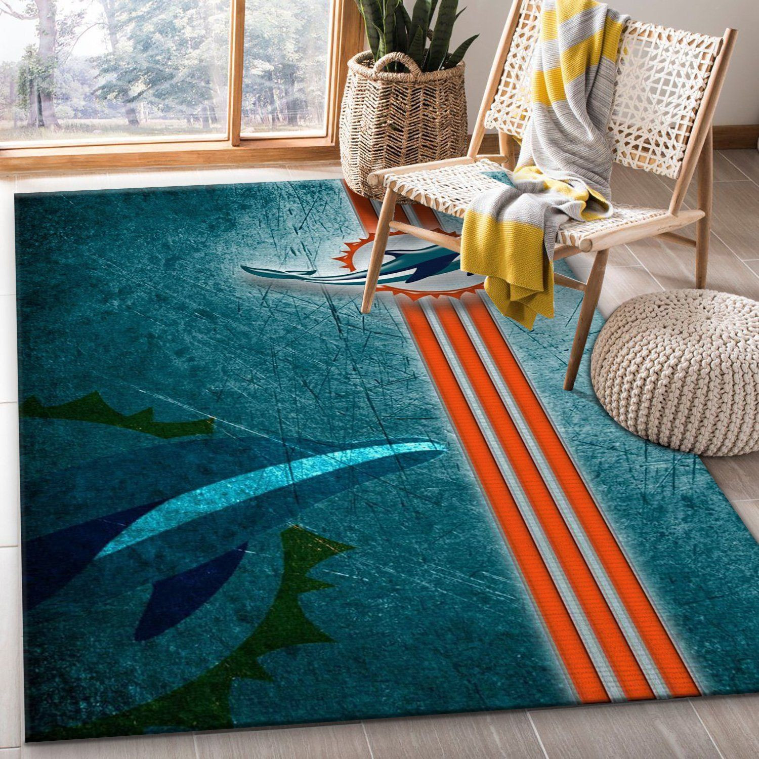 Miami Dolphins 12 NFL Area Rug For Christmas Bedroom Rug Home Decor Floor Decor - Indoor Outdoor Rugs