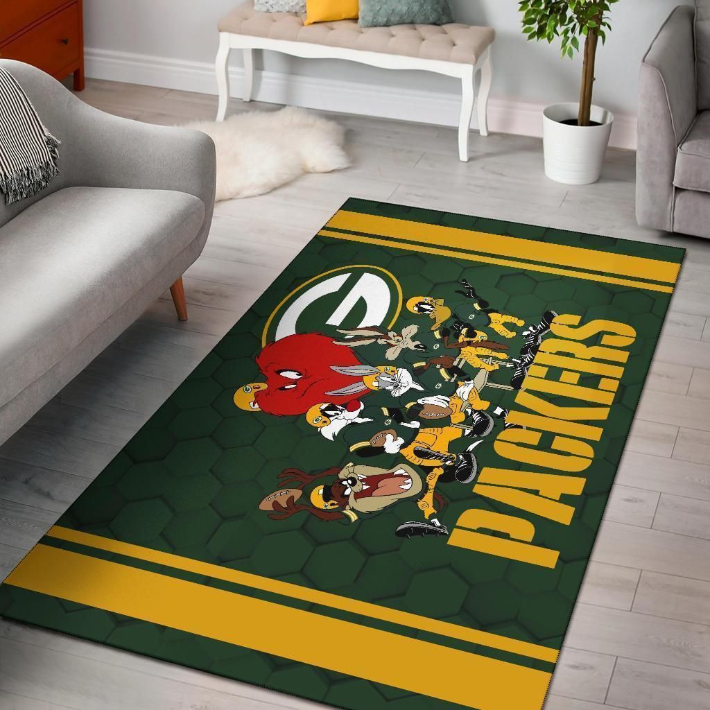 Looney Tunes Packers Team Rug Area Football Carpet Fan - Indoor Outdoor Rugs