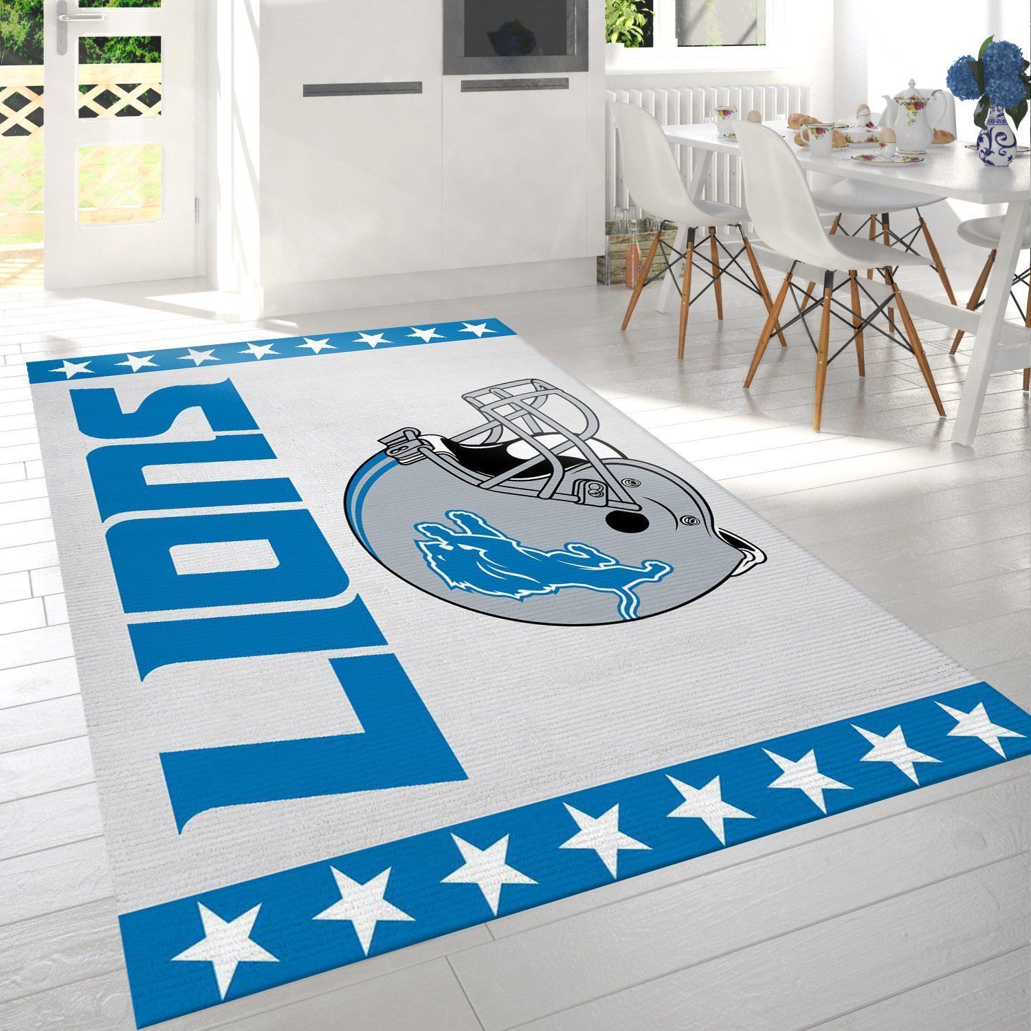 Detroit Lions Banner Nfl Team Logo Rug Bedroom Rug Home US Decor - Indoor Outdoor Rugs