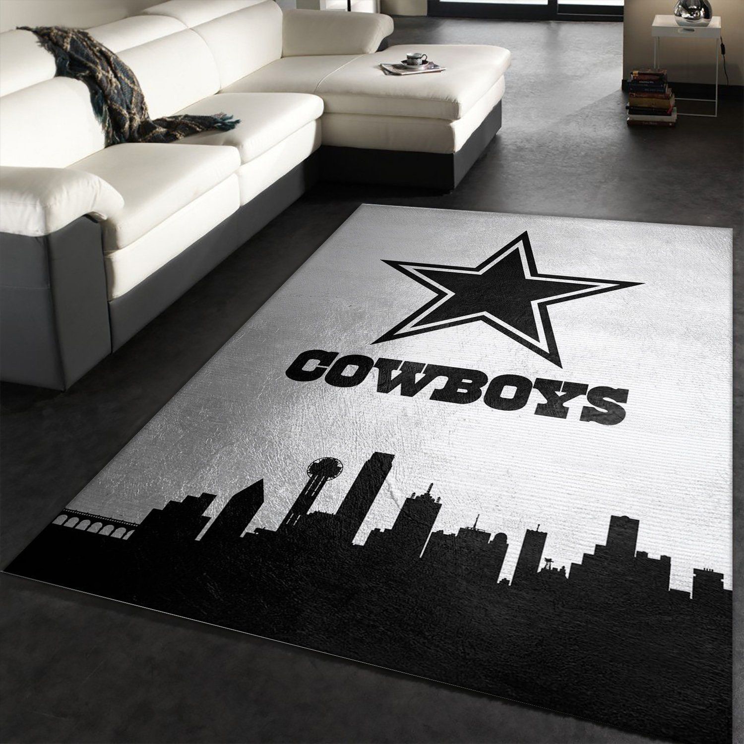 Dallas Cowboys Skyline NFL Area Rug For Christmas, Bedroom, Home Decor Floor Decor - Indoor Outdoor Rugs