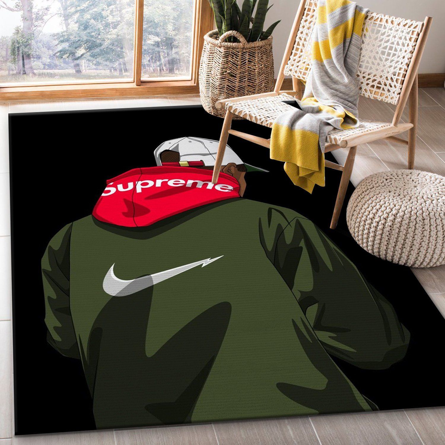 Nike Ft Supreme Fashion Brand Area Rug Living Room Rug Family Gift US Decor - Indoor Outdoor Rugs