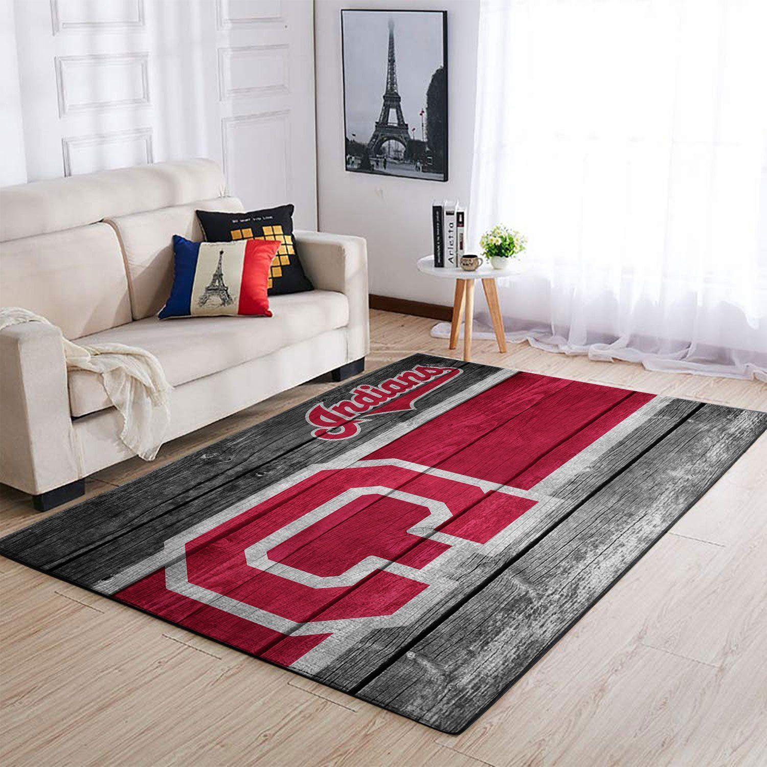 Cleveland Indians Mlb Team Logo Wooden Style Style Nice Gift Home Decor Rectangle Area Rug - Indoor Outdoor Rugs