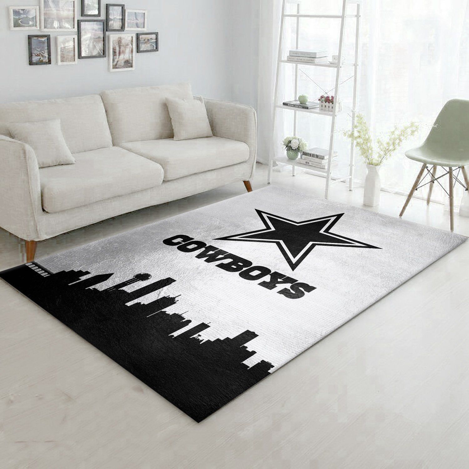 Dallas Cowboys Skyline NFL Area Rug For Christmas, Bedroom, Home Decor Floor Decor - Indoor Outdoor Rugs