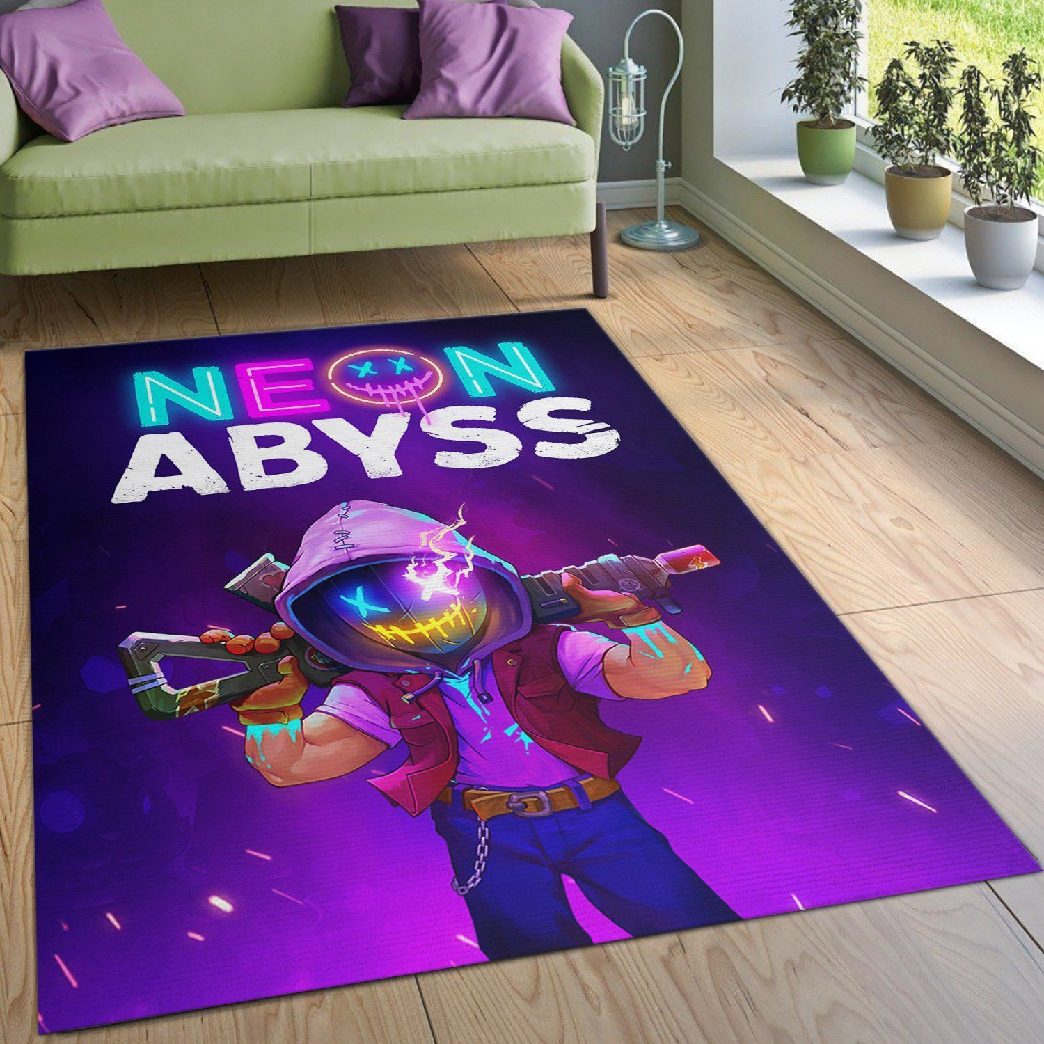 Neon Abyss Playstation Rug Living Room Rug Home Decor Floor Decor - Indoor Outdoor Rugs