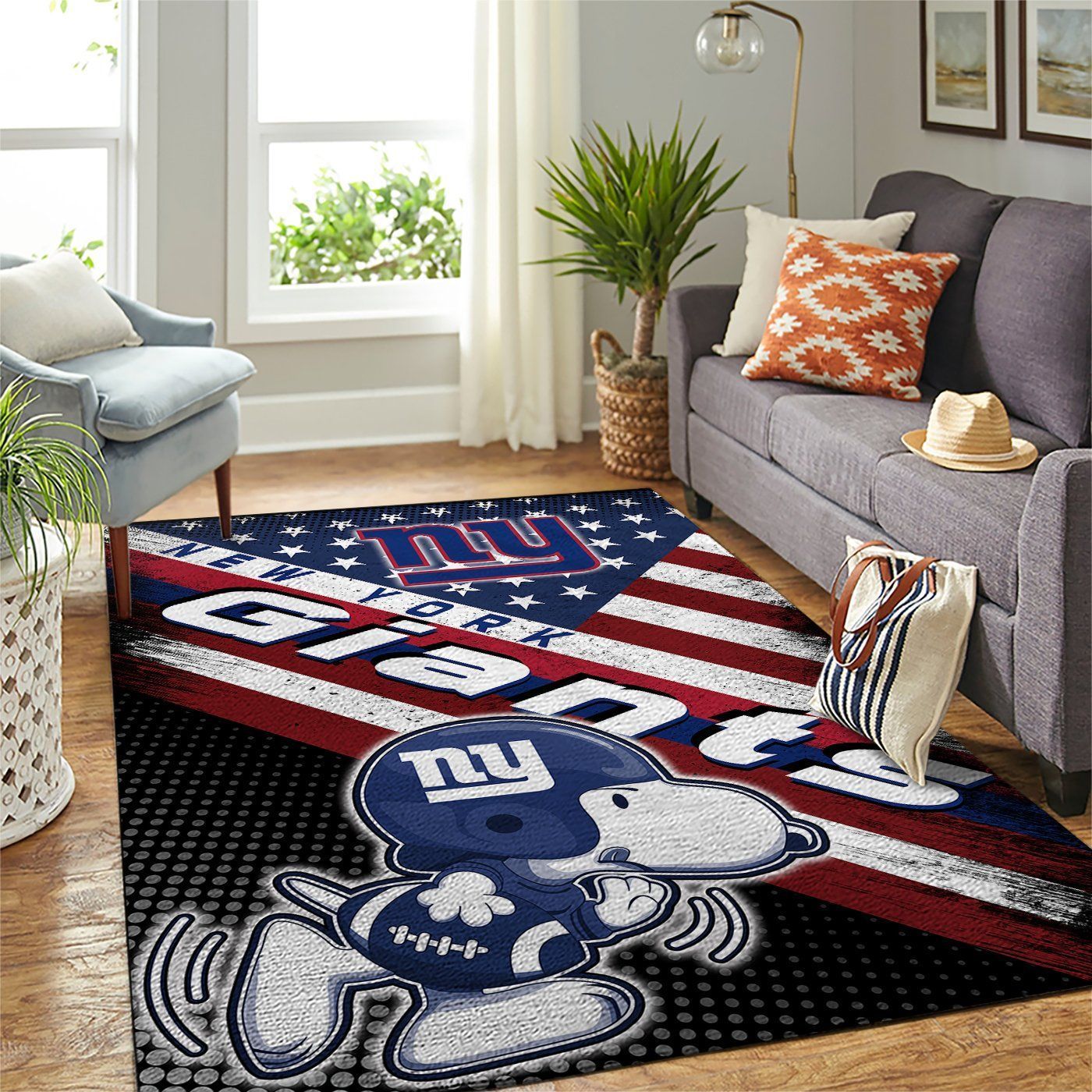 New York Giants Nfl Team Logo Snoopy Us Style Nice Gift Home Decor Rectangle Area Rug - Indoor Outdoor Rugs