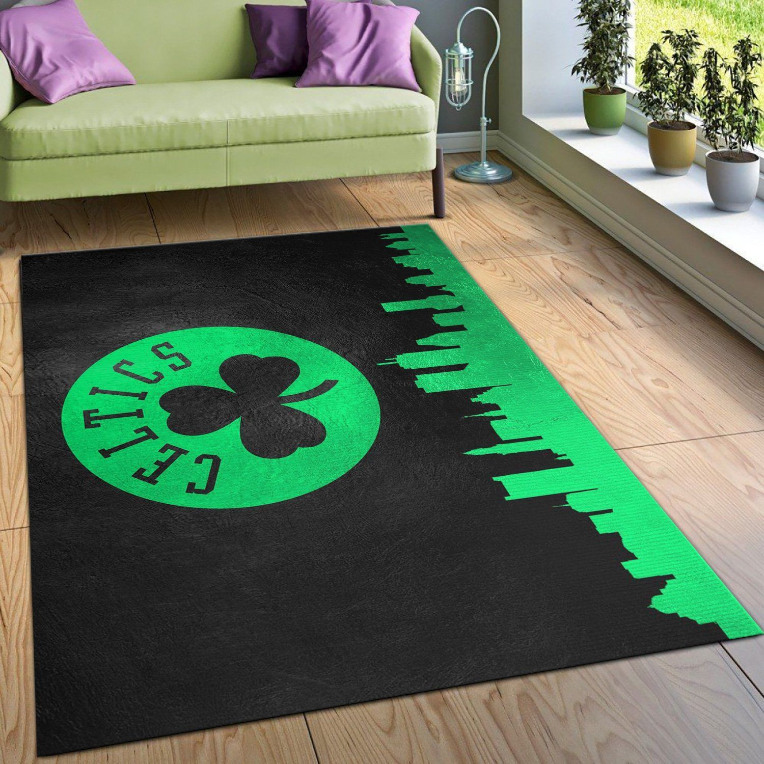 Boston Celtics Skyline 2 Area Rug For Christmas, Bedroom, Home US Decor - Indoor Outdoor Rugs