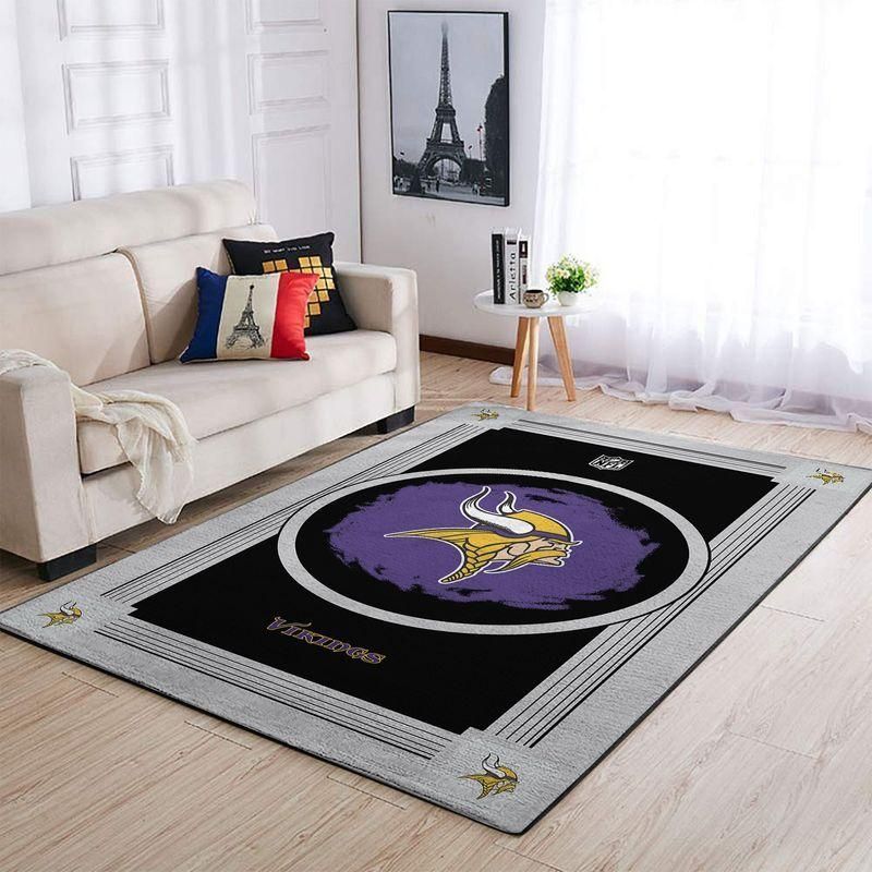 Minnesota Vikings Nfl Logo Style Rug Room Carpet Custom Area Floor Home Decor - Indoor Outdoor Rugs