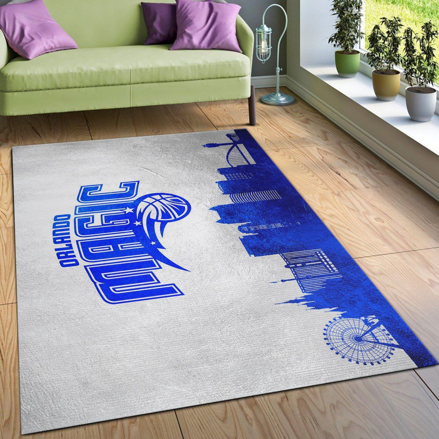 Orlando Magic Skyline Area Rug, Bedroom, Family Gift US Decor - Indoor Outdoor Rugs