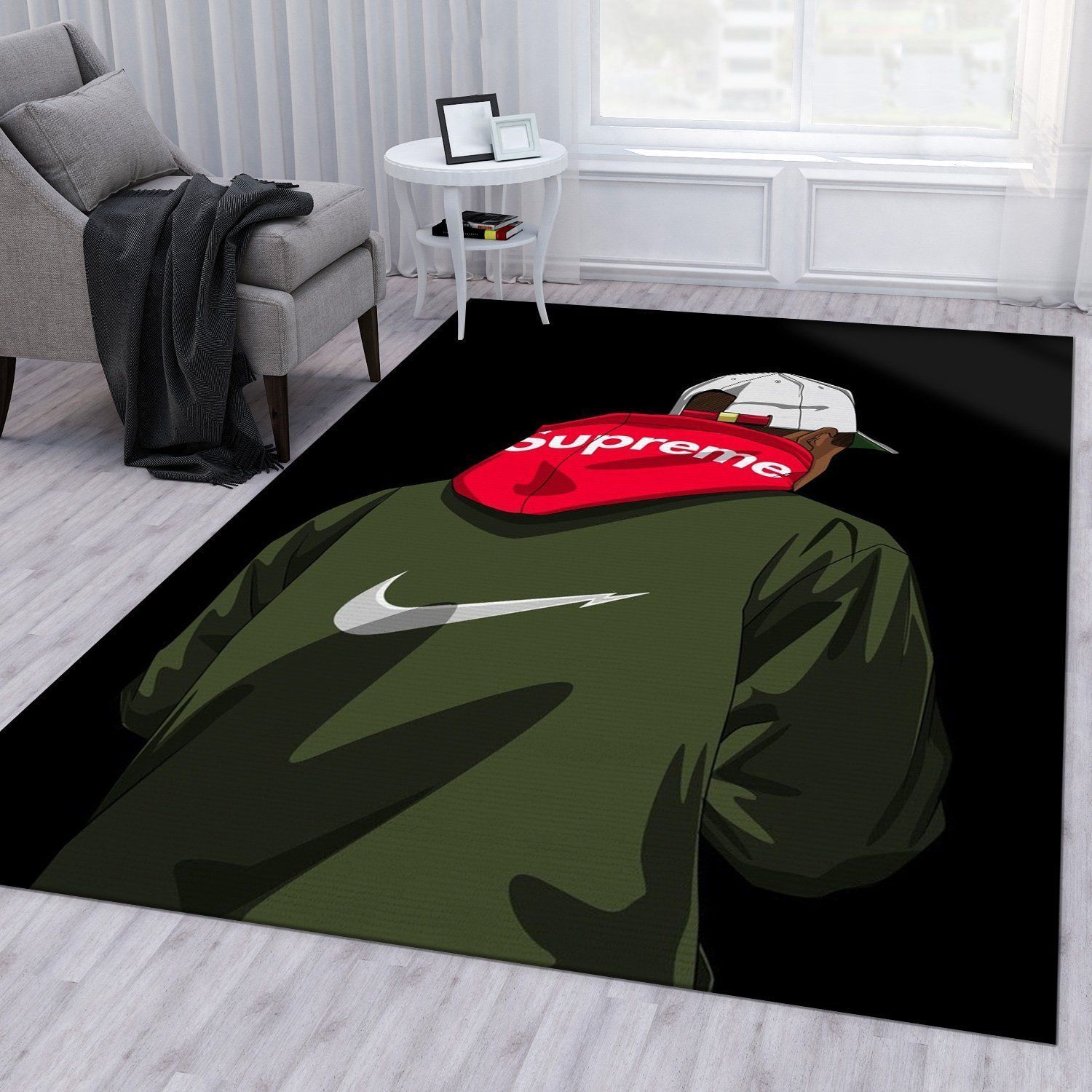 Nike Ft Supreme Fashion Brand Area Rug Living Room Rug Family Gift US Decor - Indoor Outdoor Rugs