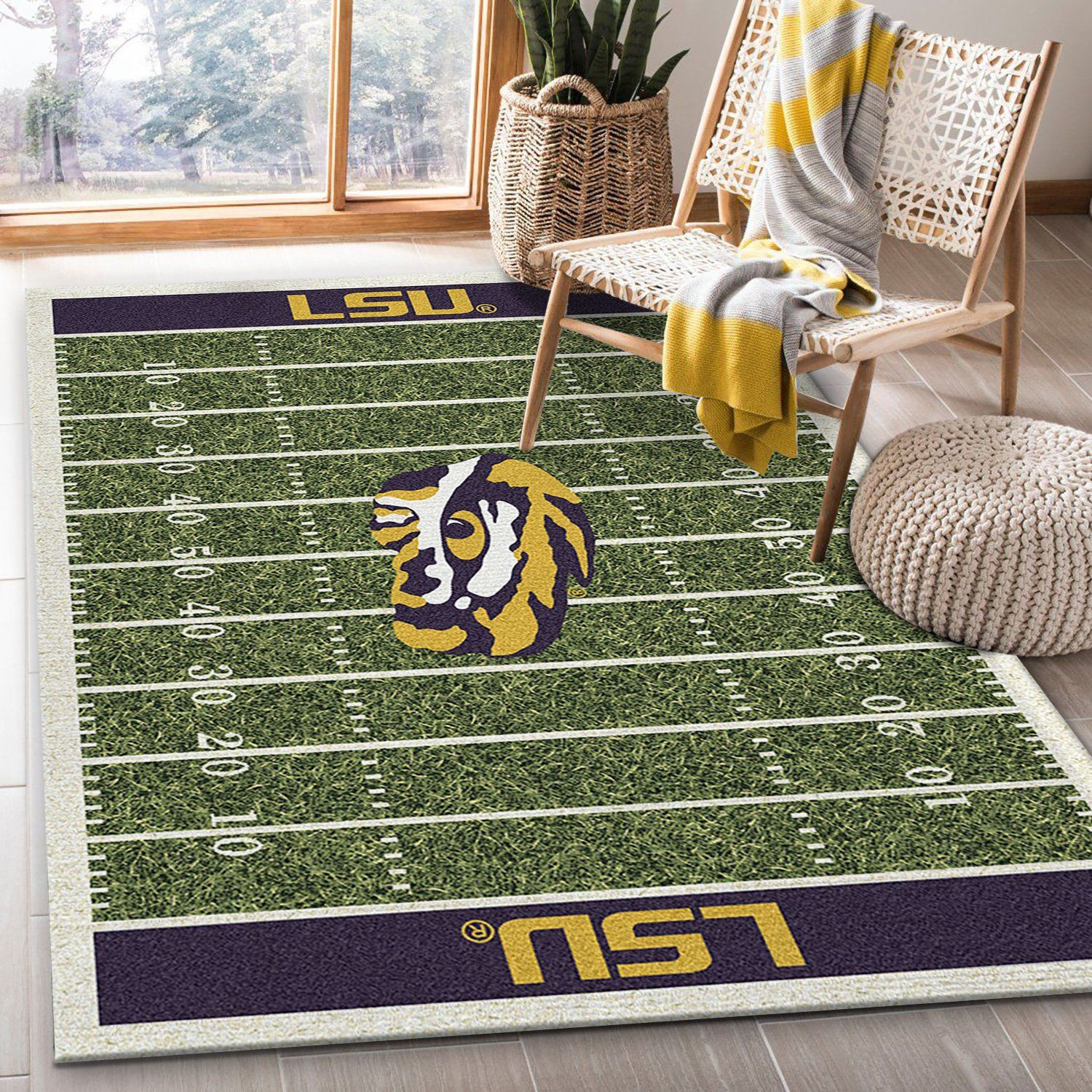 College Lsu NFL Team Logo Area Rug, Bedroom Rug, Home Decor Floor Decor - Indoor Outdoor Rugs