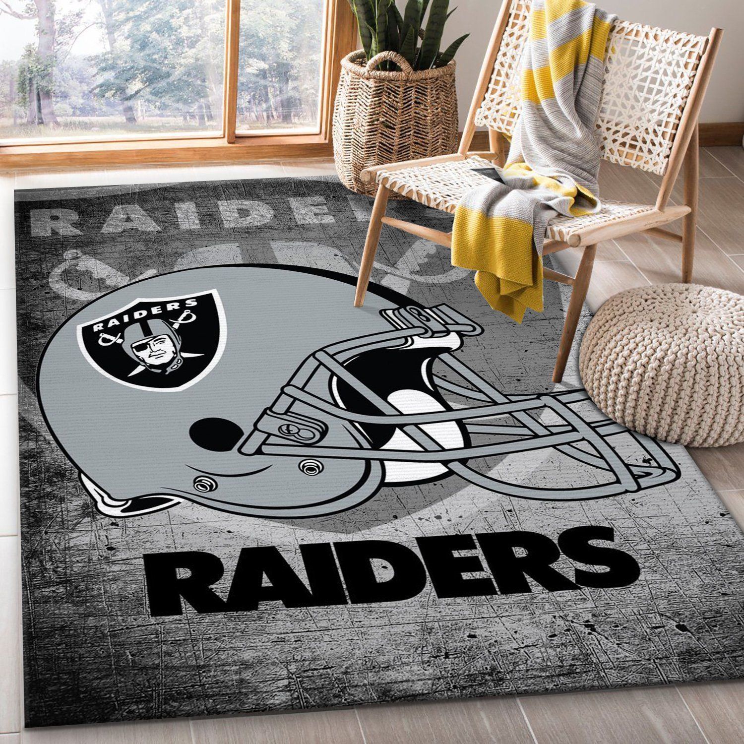 Los Angeles Raiders Helmet Nfl Football Team Area Rug For Gift Bedroom Rug US Gift Decor - Indoor Outdoor Rugs