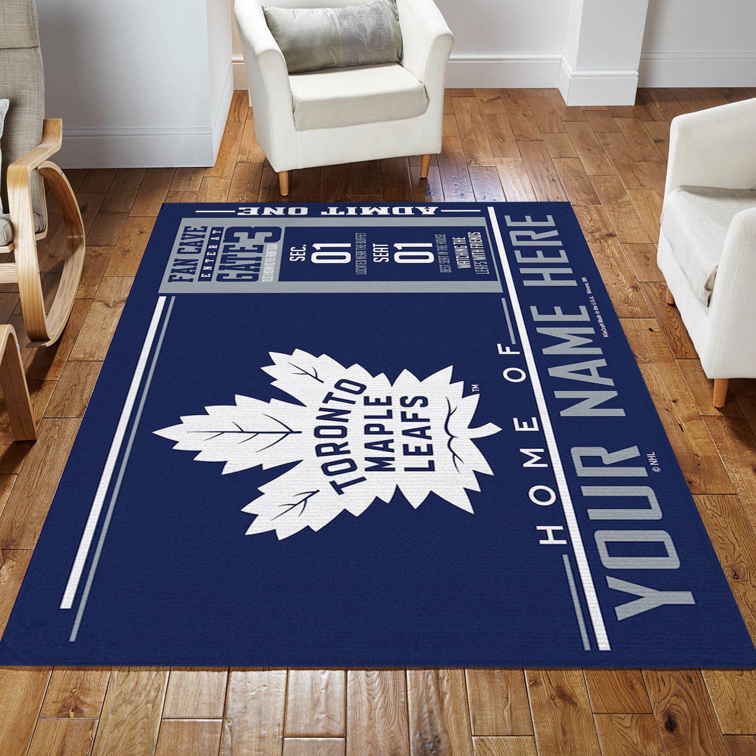 Customizable Toronto Maple Leafs Wincraft Personalized NHL Rug Living Room Rug Family Gift - Indoor Outdoor Rugs