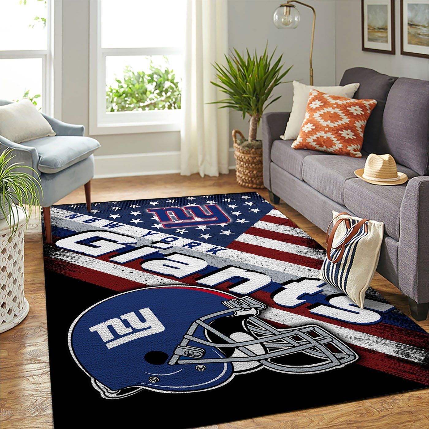 New York Giants Nfl Team Logo American Style Nice Gift Home Decor Rectangle Area Rug - Indoor Outdoor Rugs