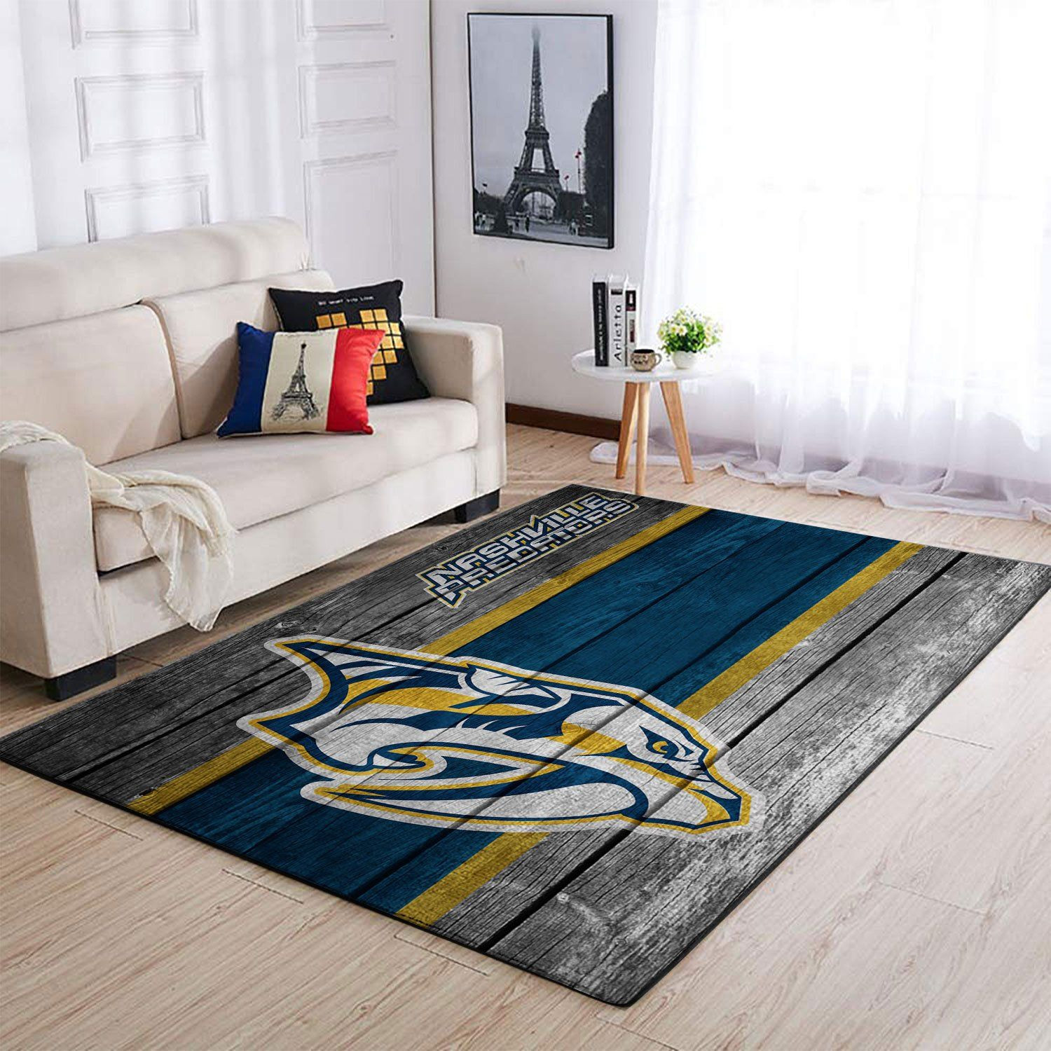 Nashville Predators Nhl Team Logo Wooden Style Nice Gift Home Decor Rectangle Area Rug - Indoor Outdoor Rugs