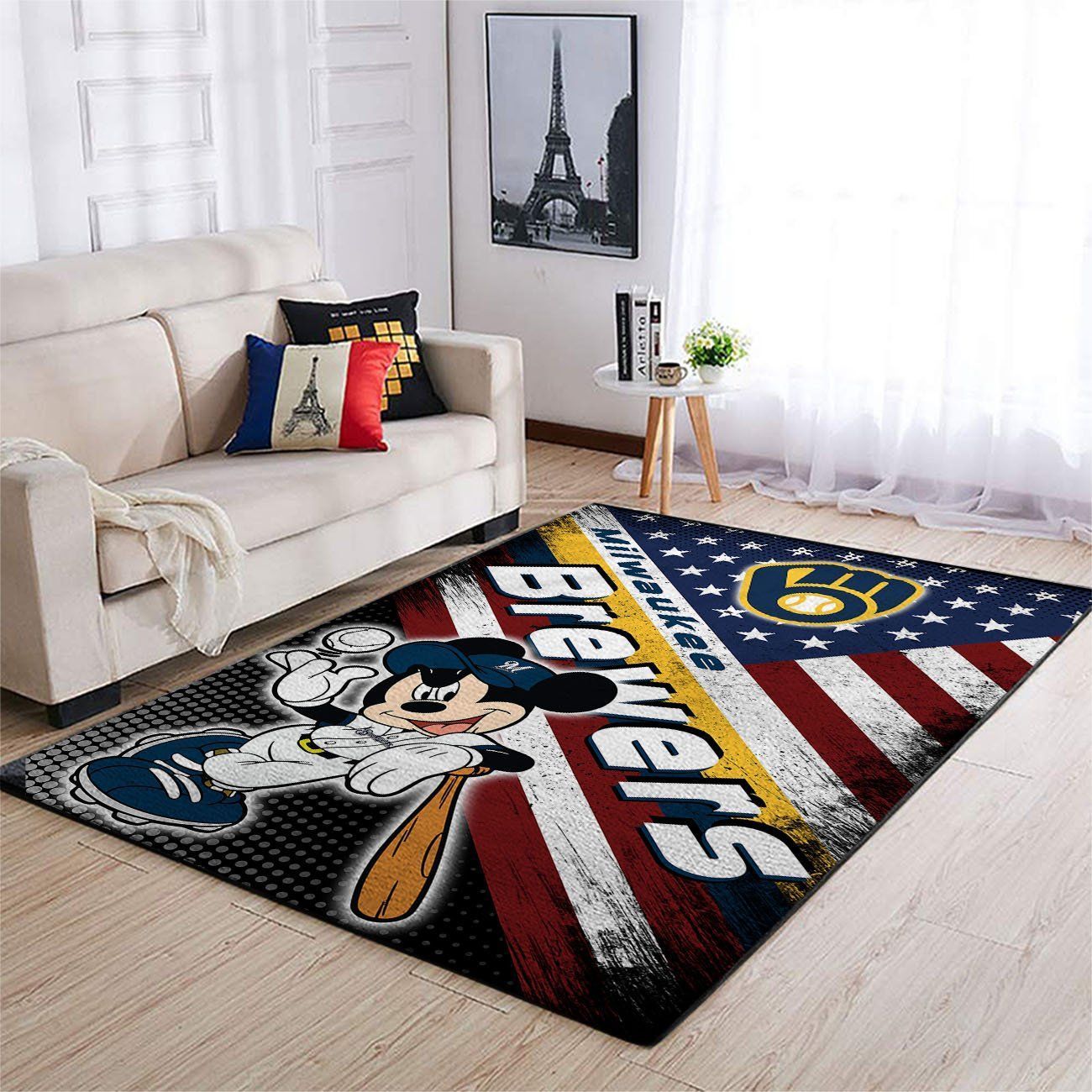 Milwaukee Brewers Mlb Team Logo Mickey Us Style Nice Gift Home Decor Rectangle Area Rug - Indoor Outdoor Rugs