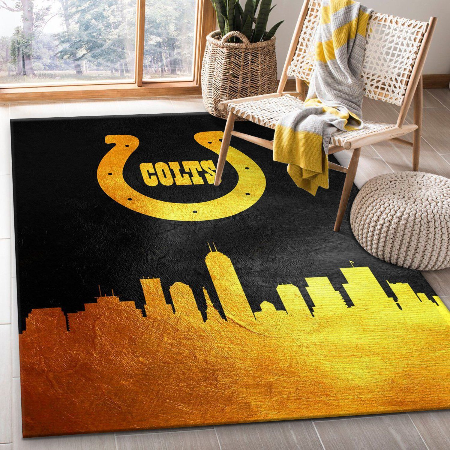 Indiana Colts Skyline NFL Area Rug, Living Room Rug, US Gift Decor - Indoor Outdoor Rugs