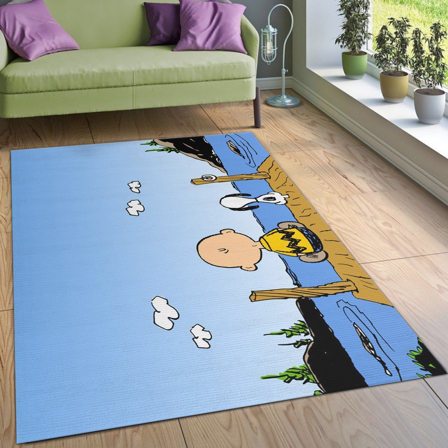 Snoopy And Charlie Brown Area Rug Bedroom Rug Family Gift US Decor - Indoor Outdoor Rugs