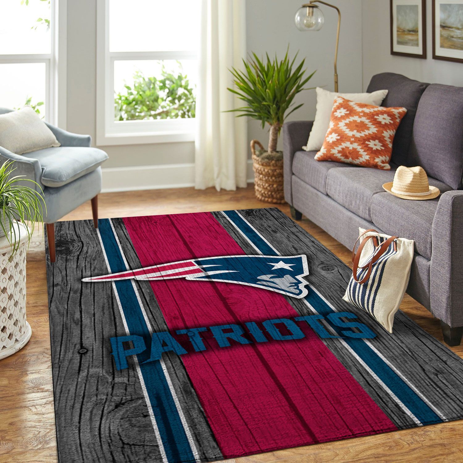 New England Patriots Nfl Team Logo Wooden Style Style Nice Gift Home Decor Rectangle Area Rug - Indoor Outdoor Rugs