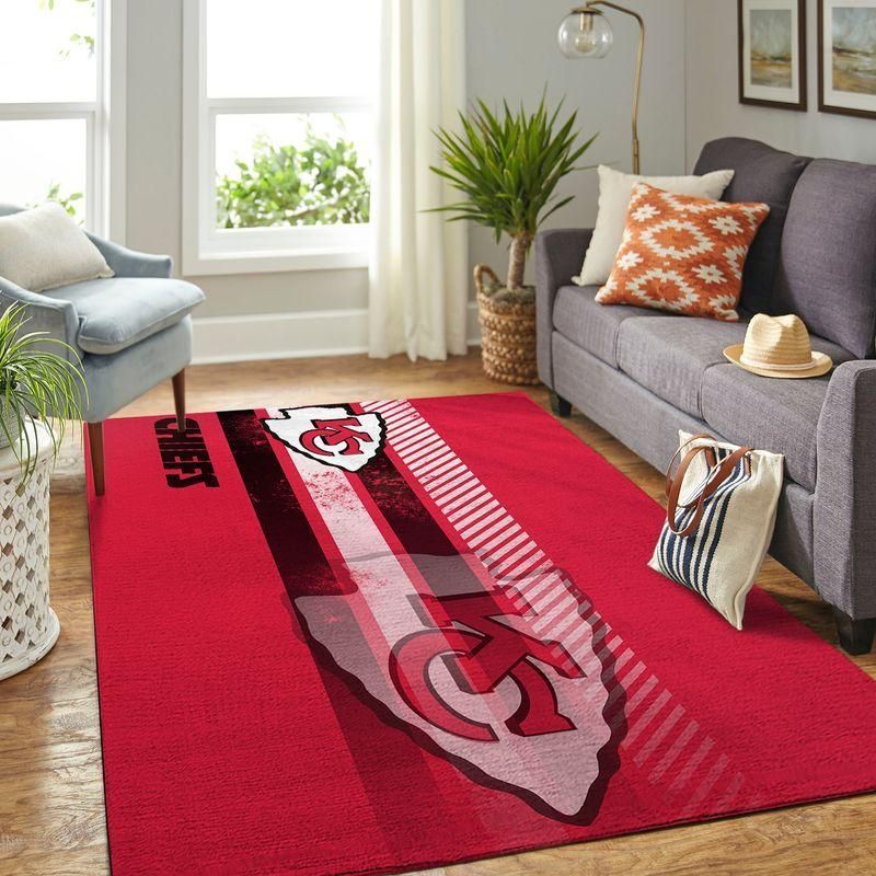 Kansas City Chiefs Nfl Team Logo Rug Room Carpet Custom Area Floor Home Decor - Indoor Outdoor Rugs