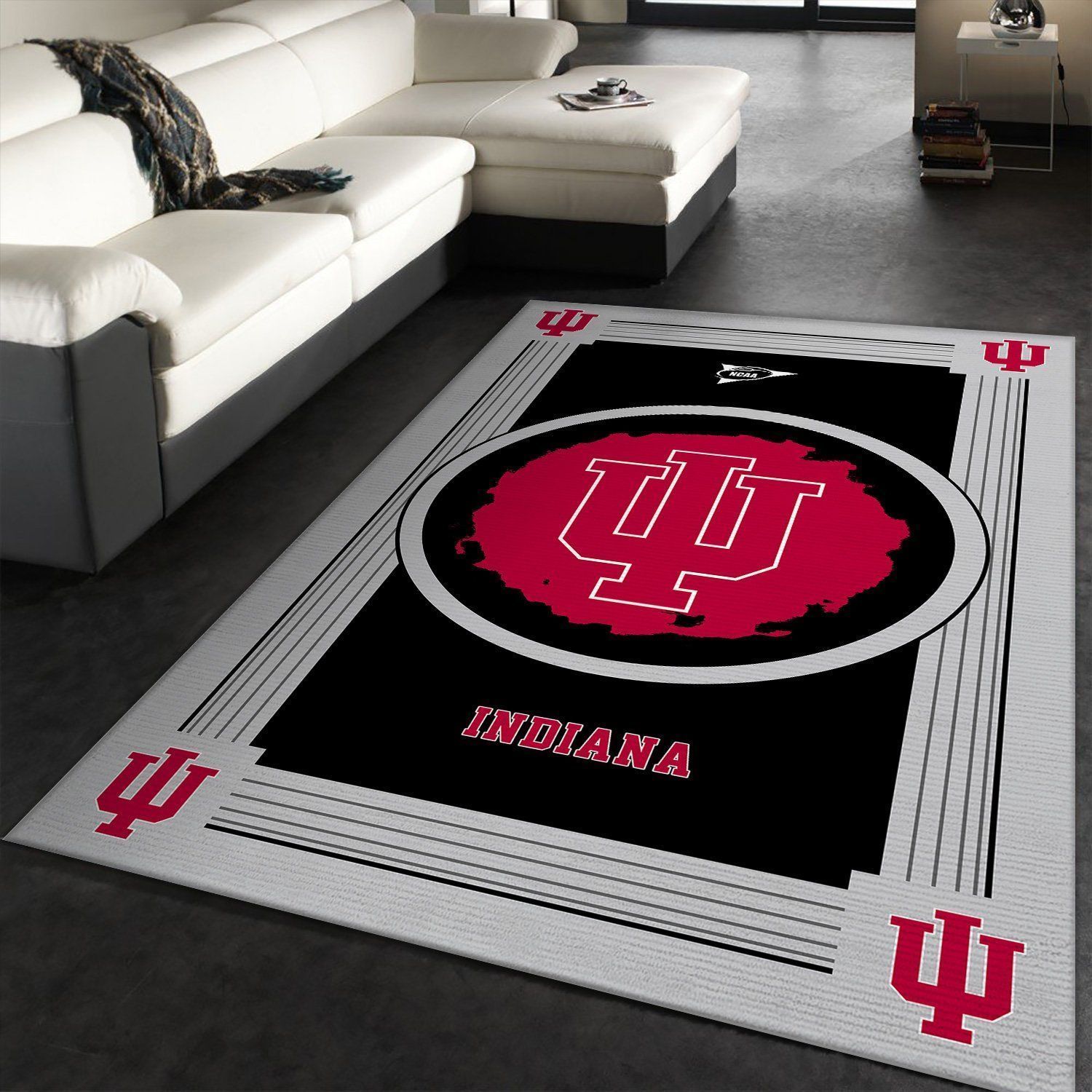 Indiana Hoosiers NCAA Team Logo Nice Gift Home Decor Rectangle Area Rug RER I6E1 - Indoor Outdoor Rugs