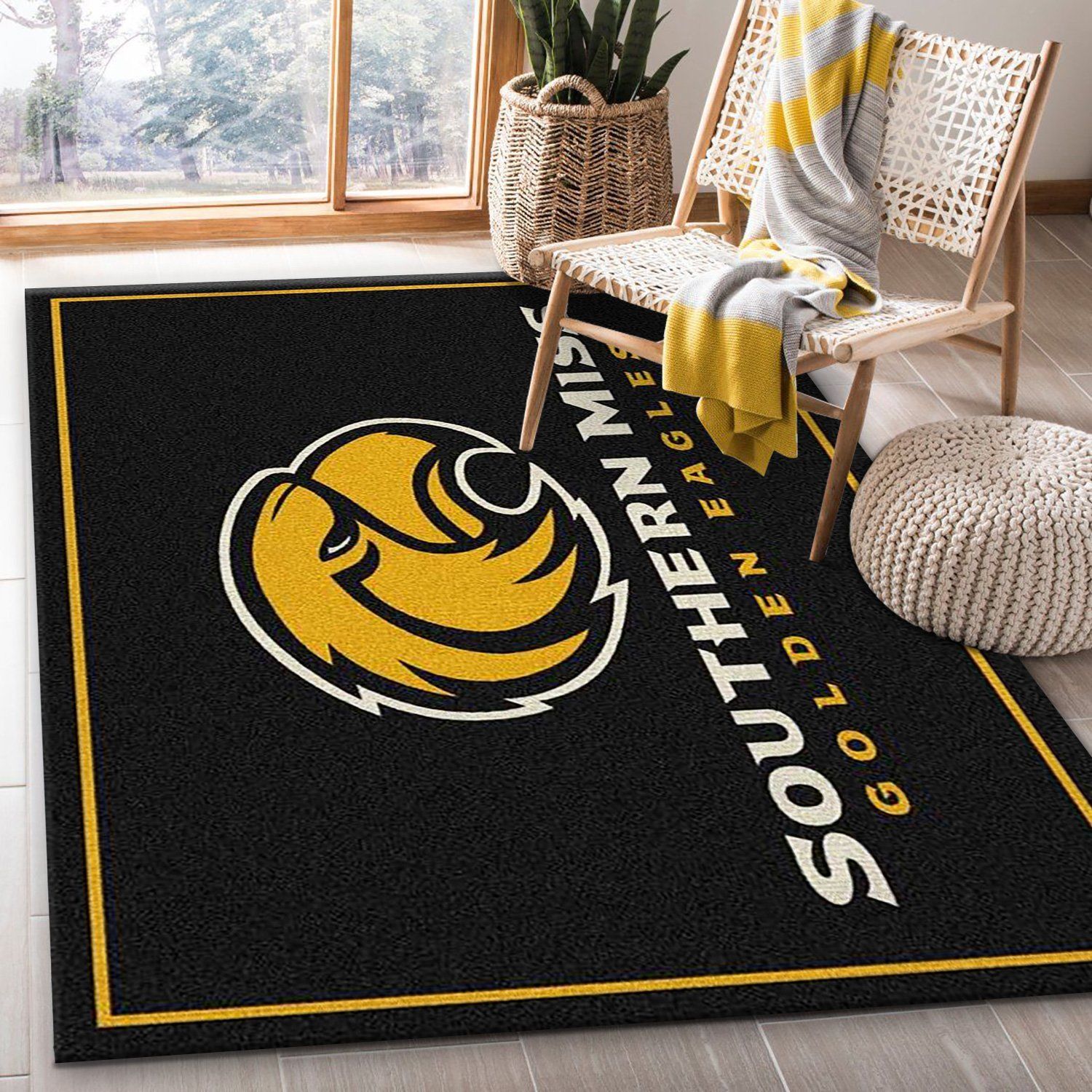 College Spirit Southern Mississippi Sport Area Rug Carpet Team Logo Home Decor Floor Decor - Indoor Outdoor Rugs