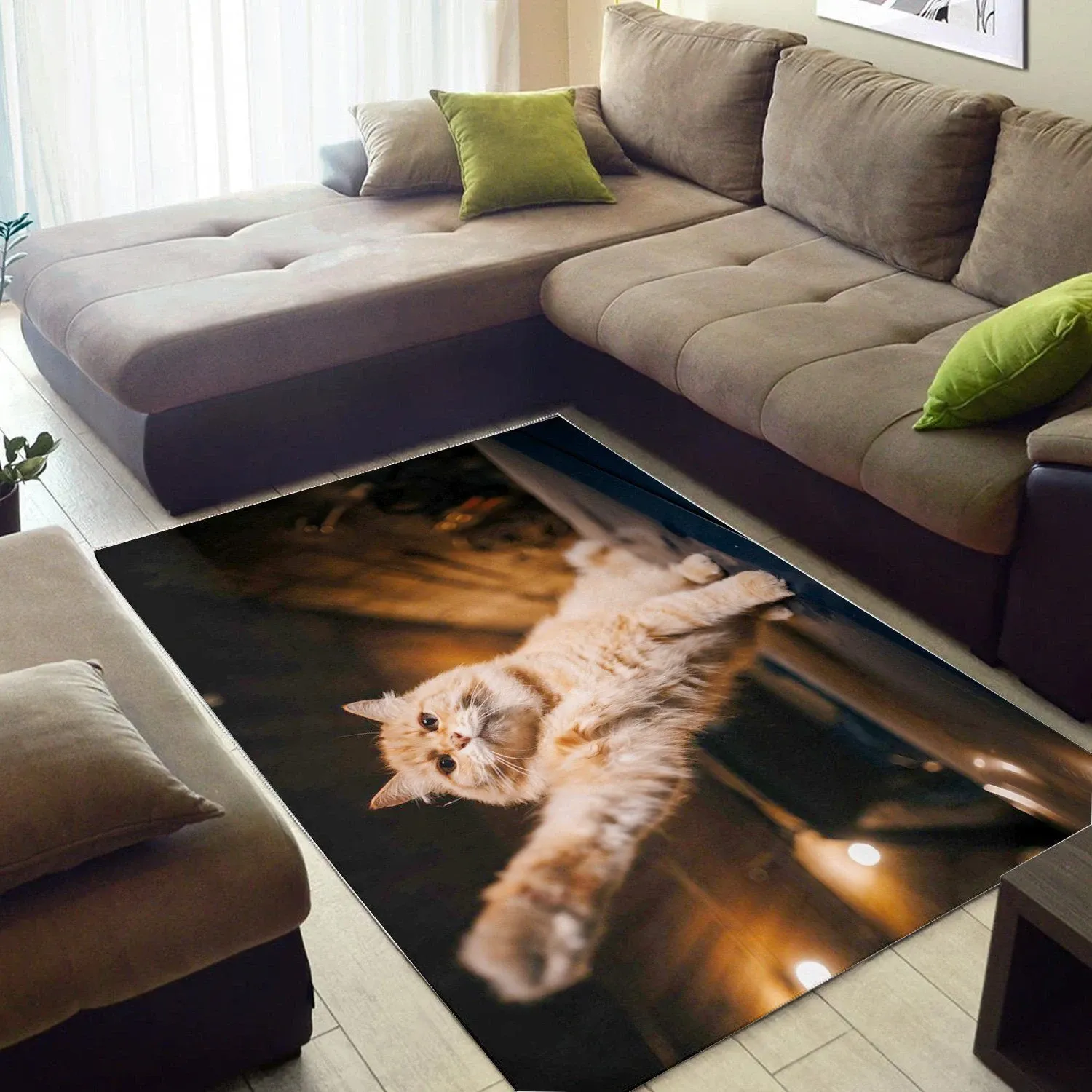 Cats Paws Ginger Color  Living Room Area Rug, Room Decor, Floor Decor Home Decor - Indoor Outdoor Rugs