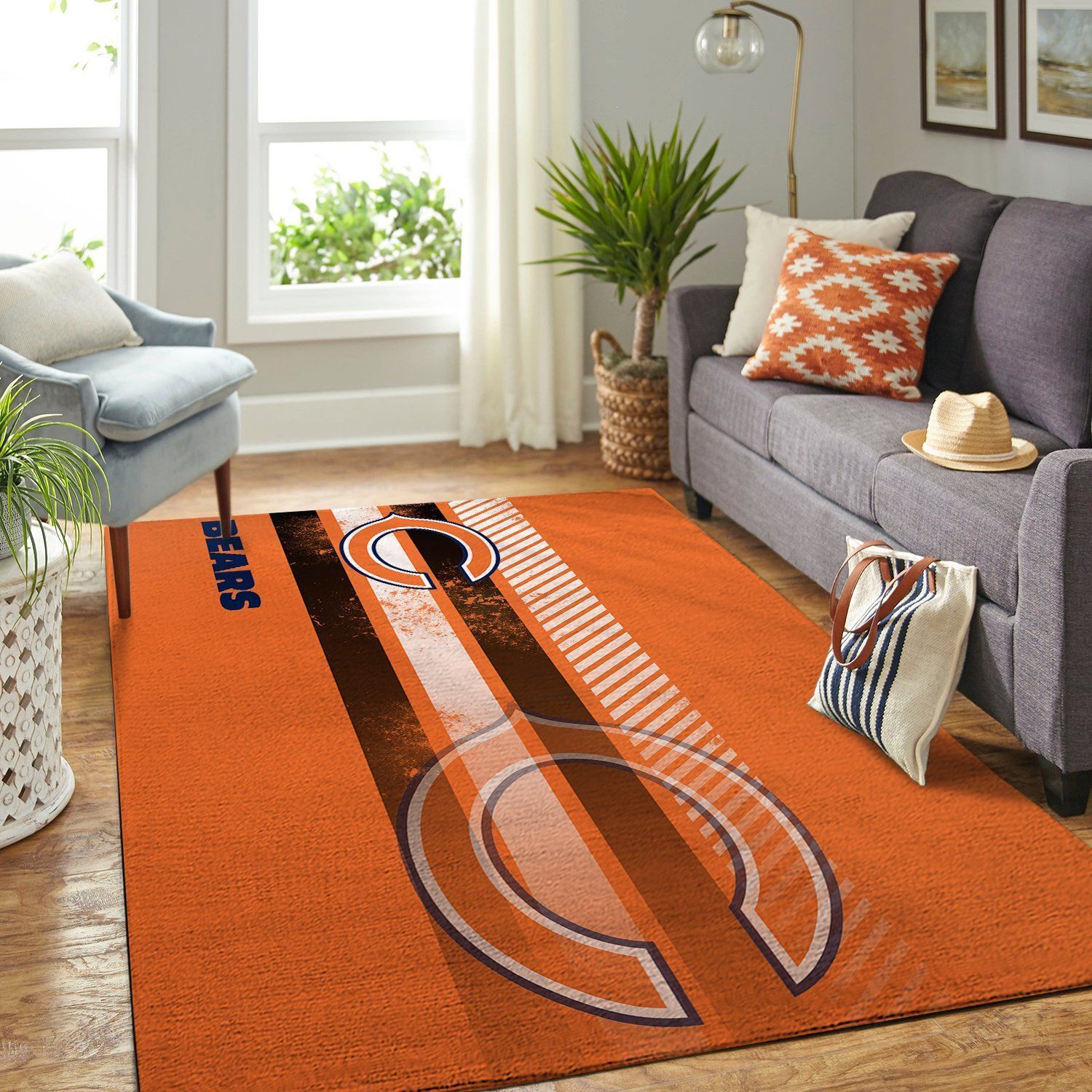 Chicago Bears Nfl Team Logo Nice Gift Home Decor Rectangle Area Rug - Indoor Outdoor Rugs