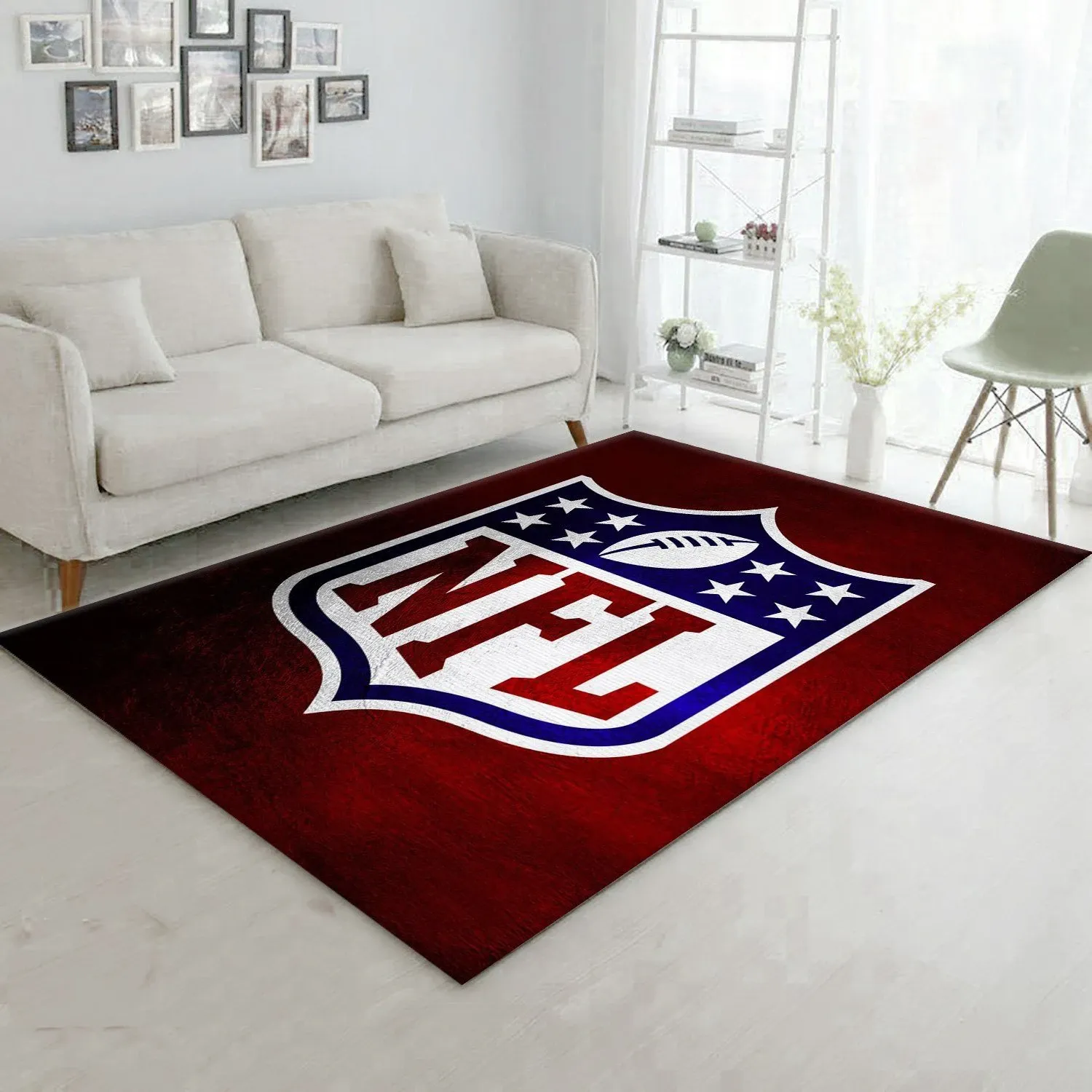 Nfl Red NFL Team Logos Area Rug, Living Room Rug, Home US Decor - Indoor Outdoor Rugs