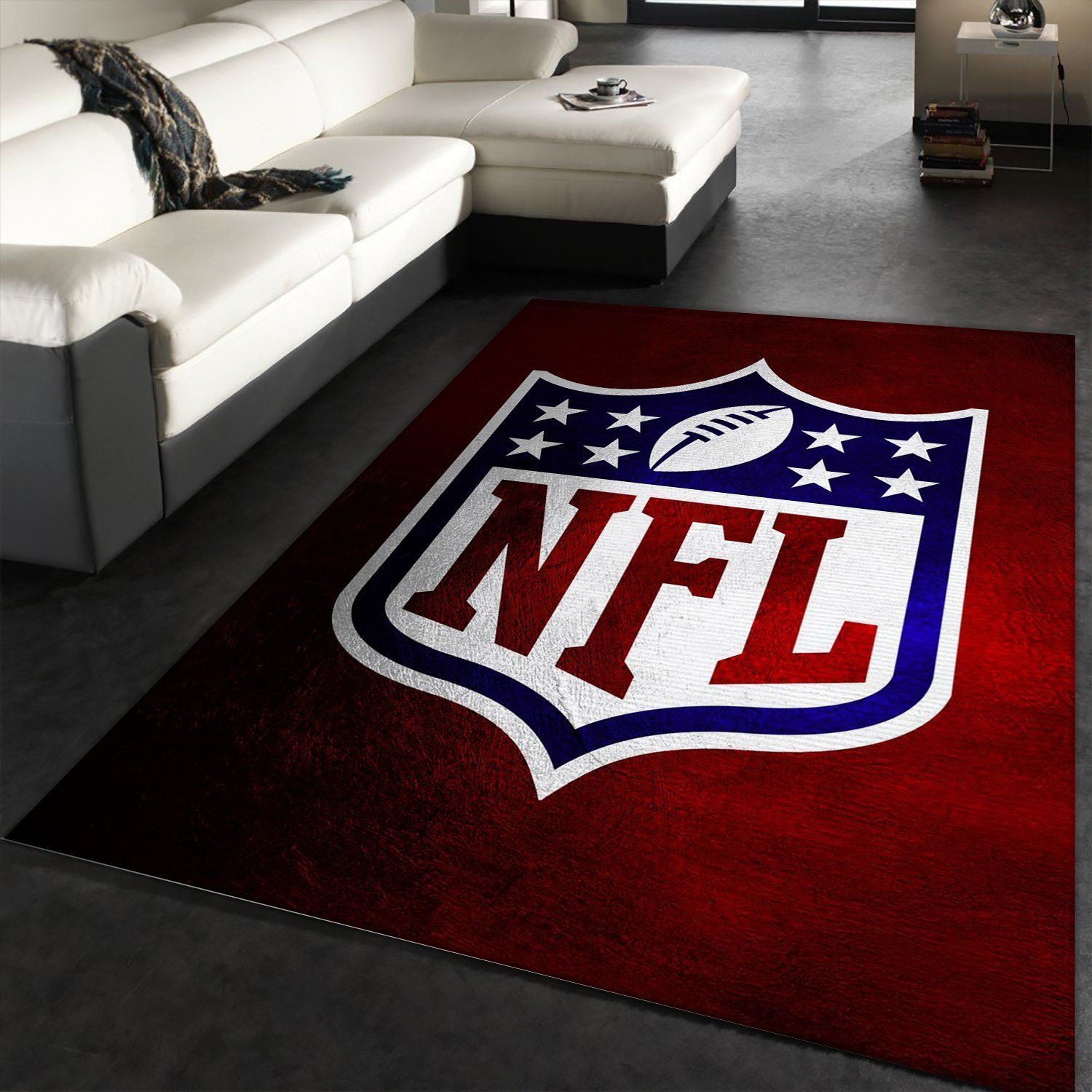 Nfl Red NFL Team Logos Area Rug, Living Room Rug, Home US Decor - Indoor Outdoor Rugs