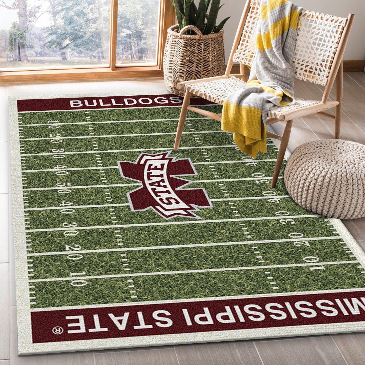 College Mississippi State NFL Team Logo Area Rug, Living Room Rug, Christmas Gift US Decor - Indoor Outdoor Rugs