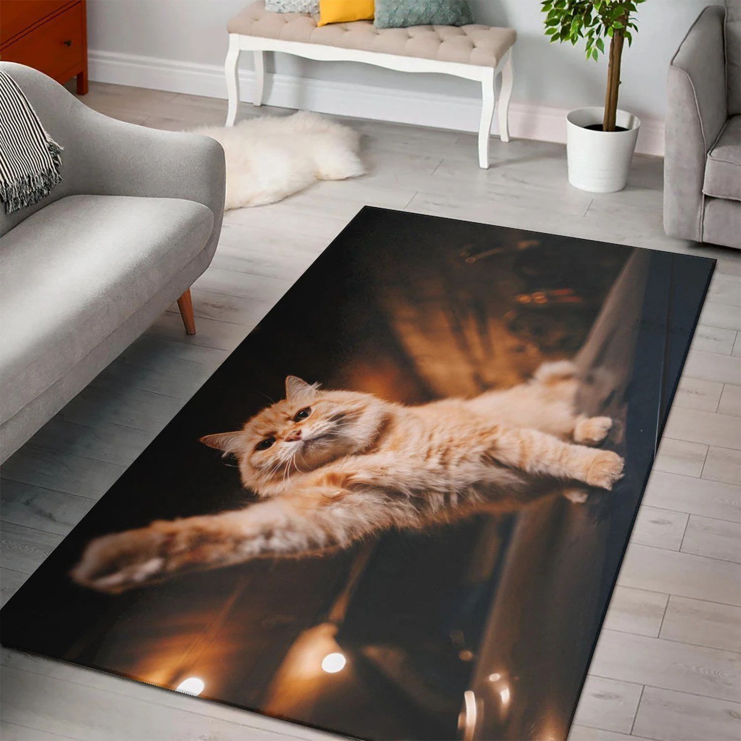 Cats Paws Ginger Color  Living Room Area Rug, Room Decor, Floor Decor Home Decor - Indoor Outdoor Rugs